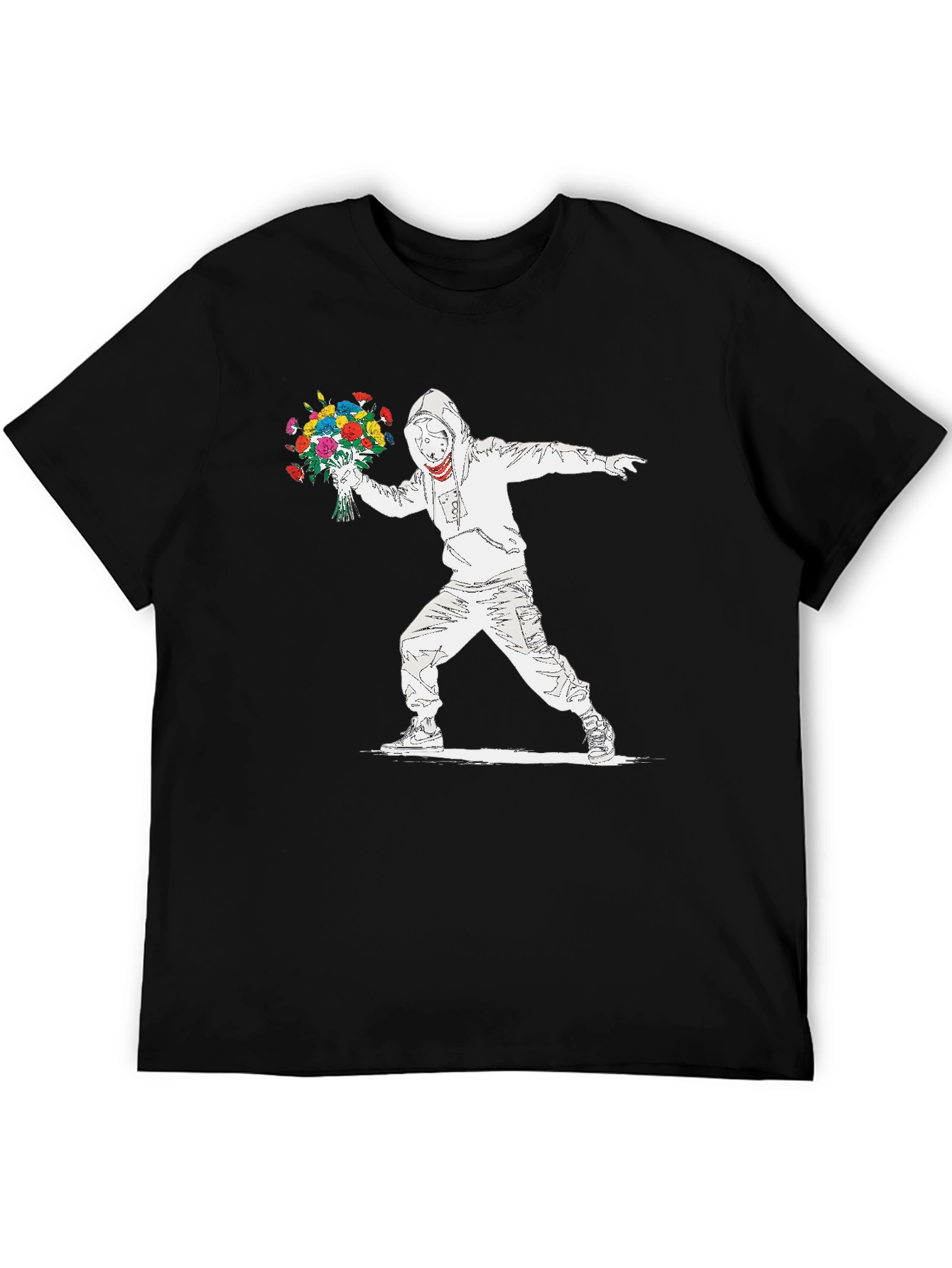 Camiseta Hombre Banksy Lanzador de Flores