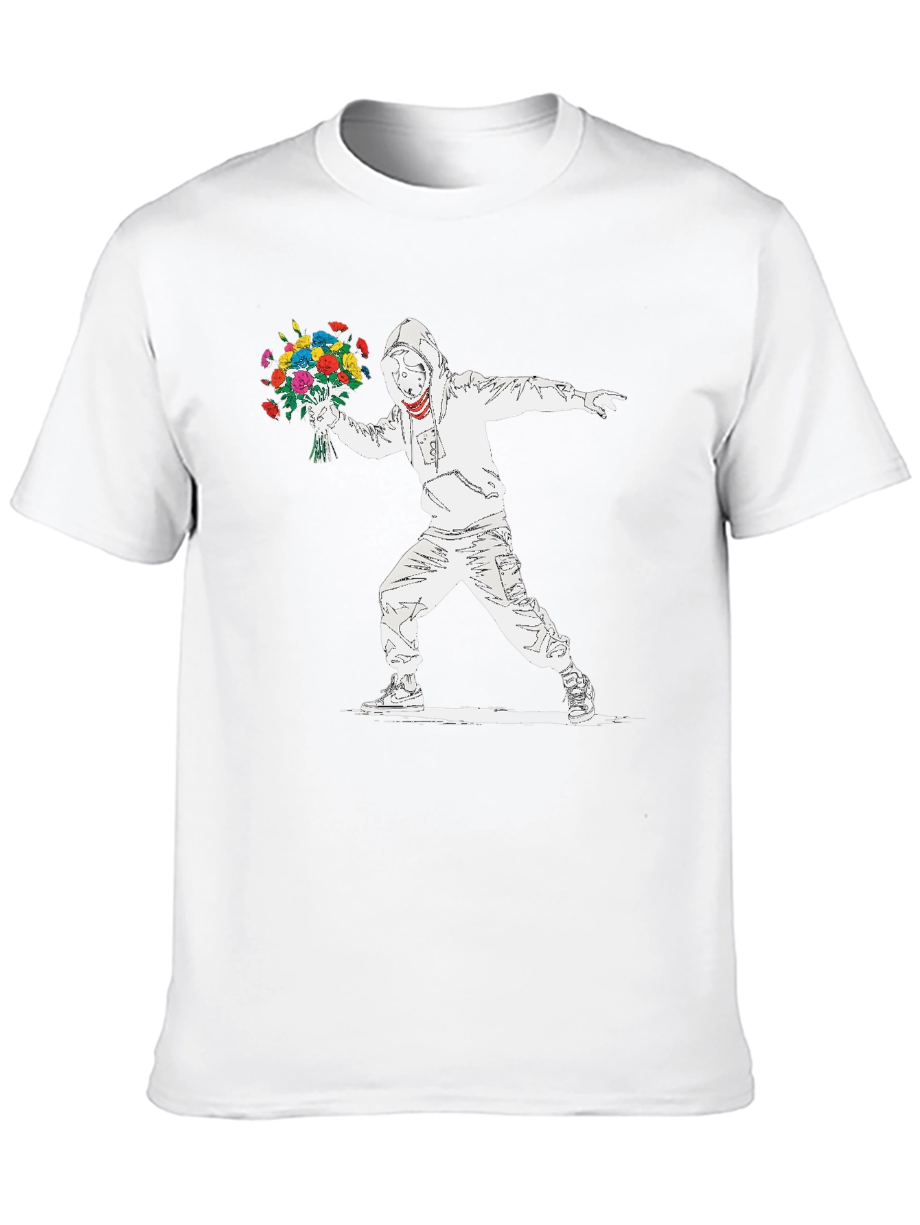 Camiseta Hombre Banksy Lanzador de Flores