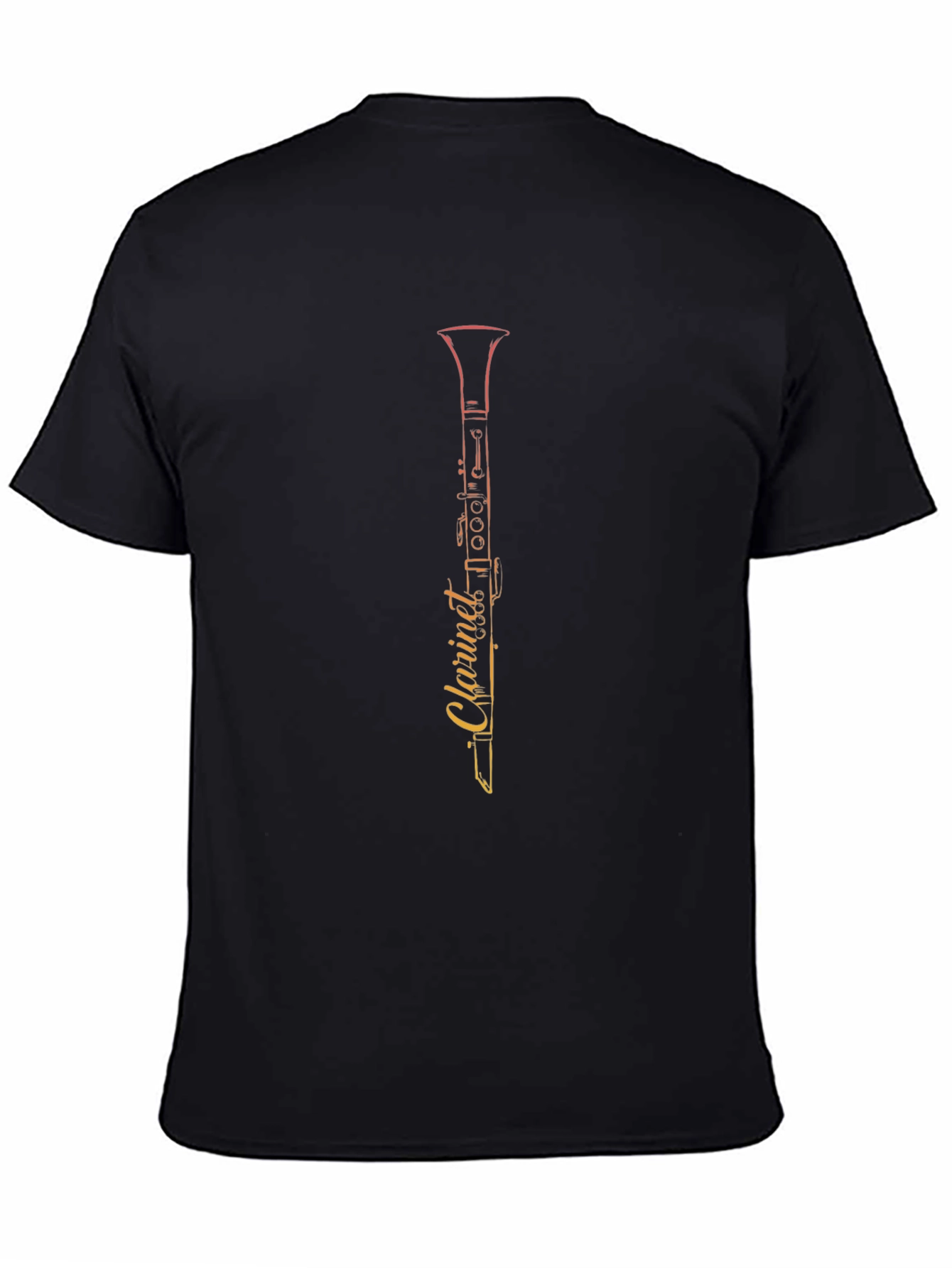 Camiseta Negra con Diseño de Clarinete Artístico