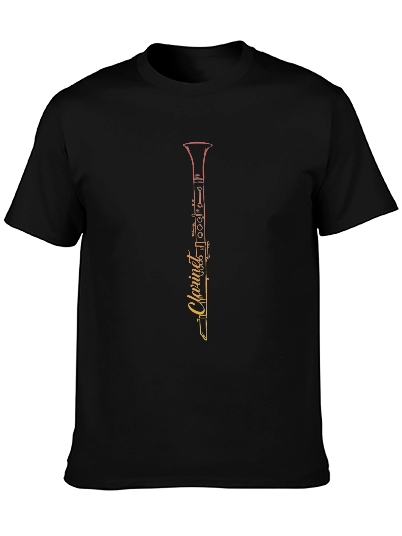 Camiseta Negra con Diseño de Clarinete Artístico