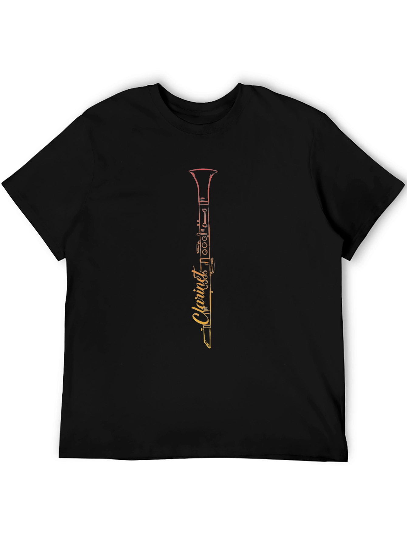 Camiseta Negra con Diseño de Clarinete Artístico