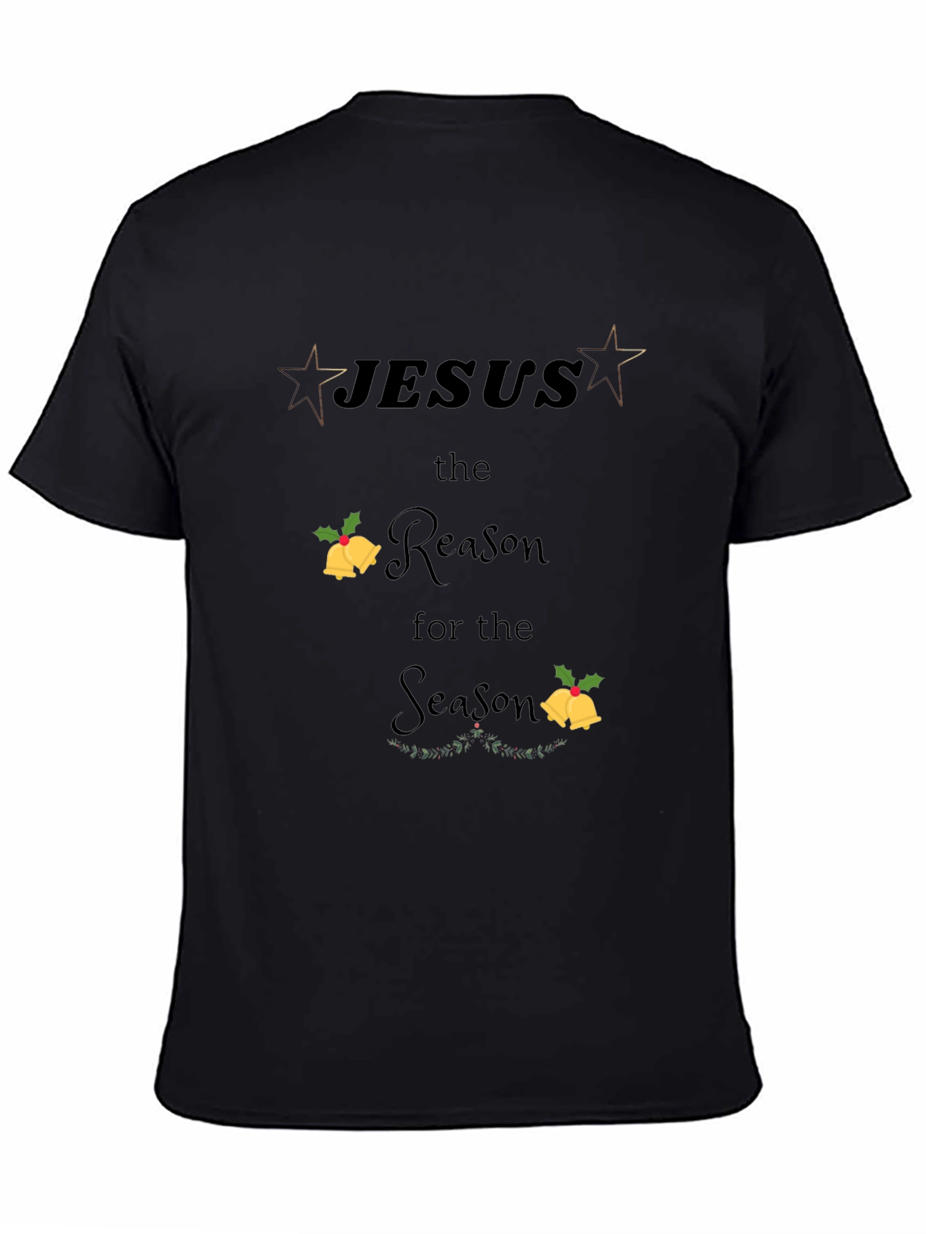 Camiseta Negra Navideña con Diseño Jesús