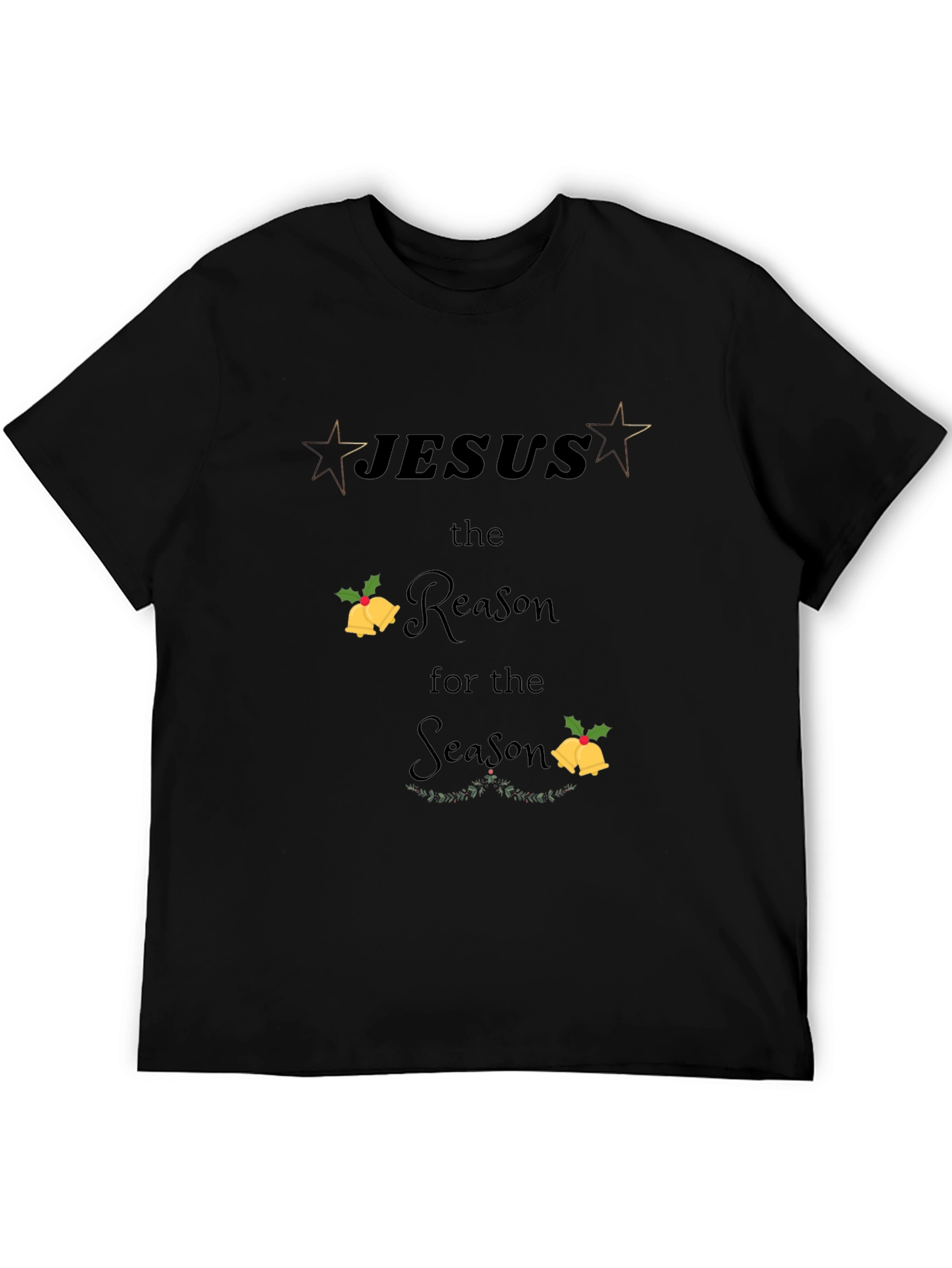 Camiseta Negra Navideña con Diseño Jesús