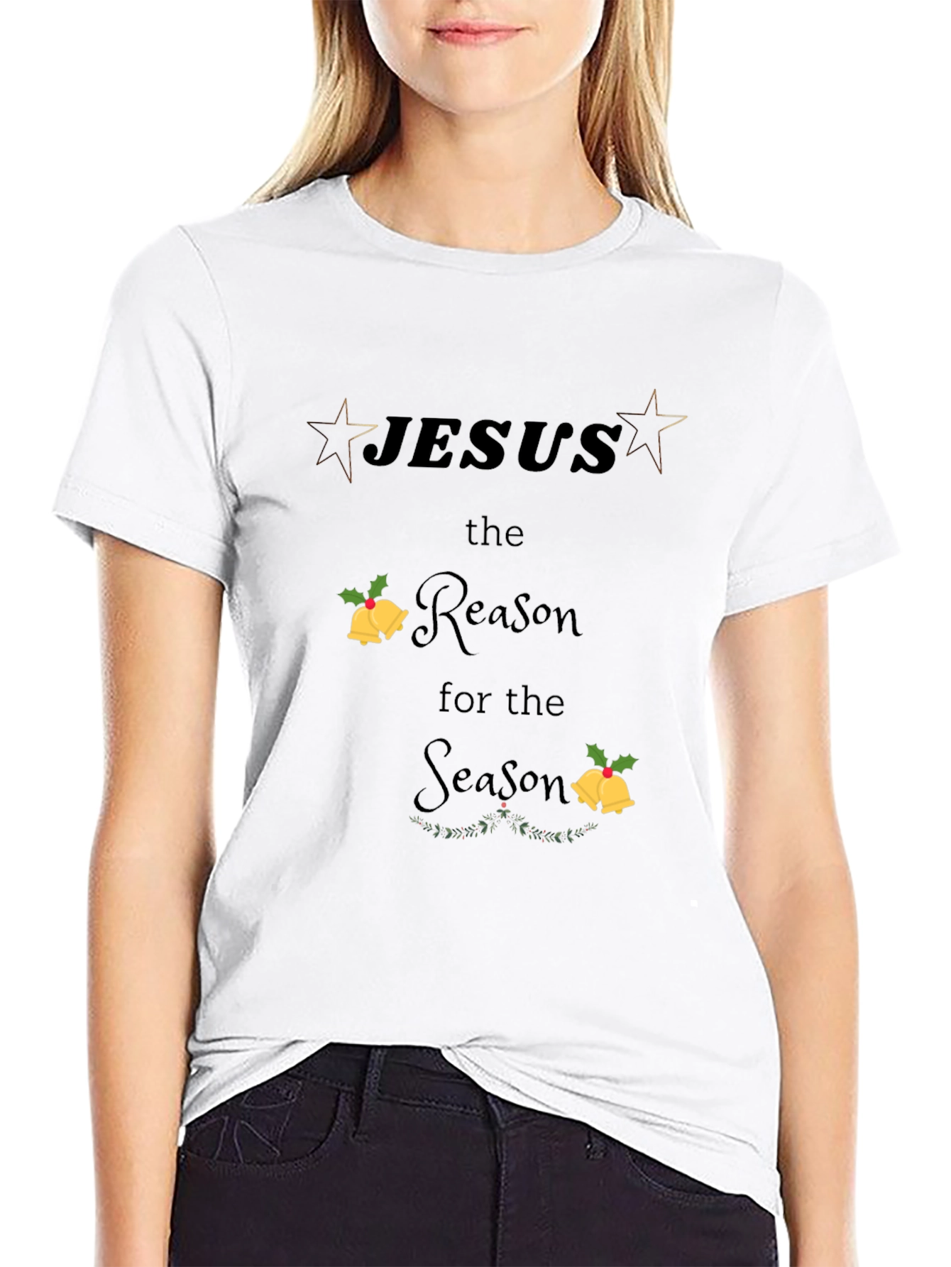 Camiseta Negra Navideña con Diseño Jesús