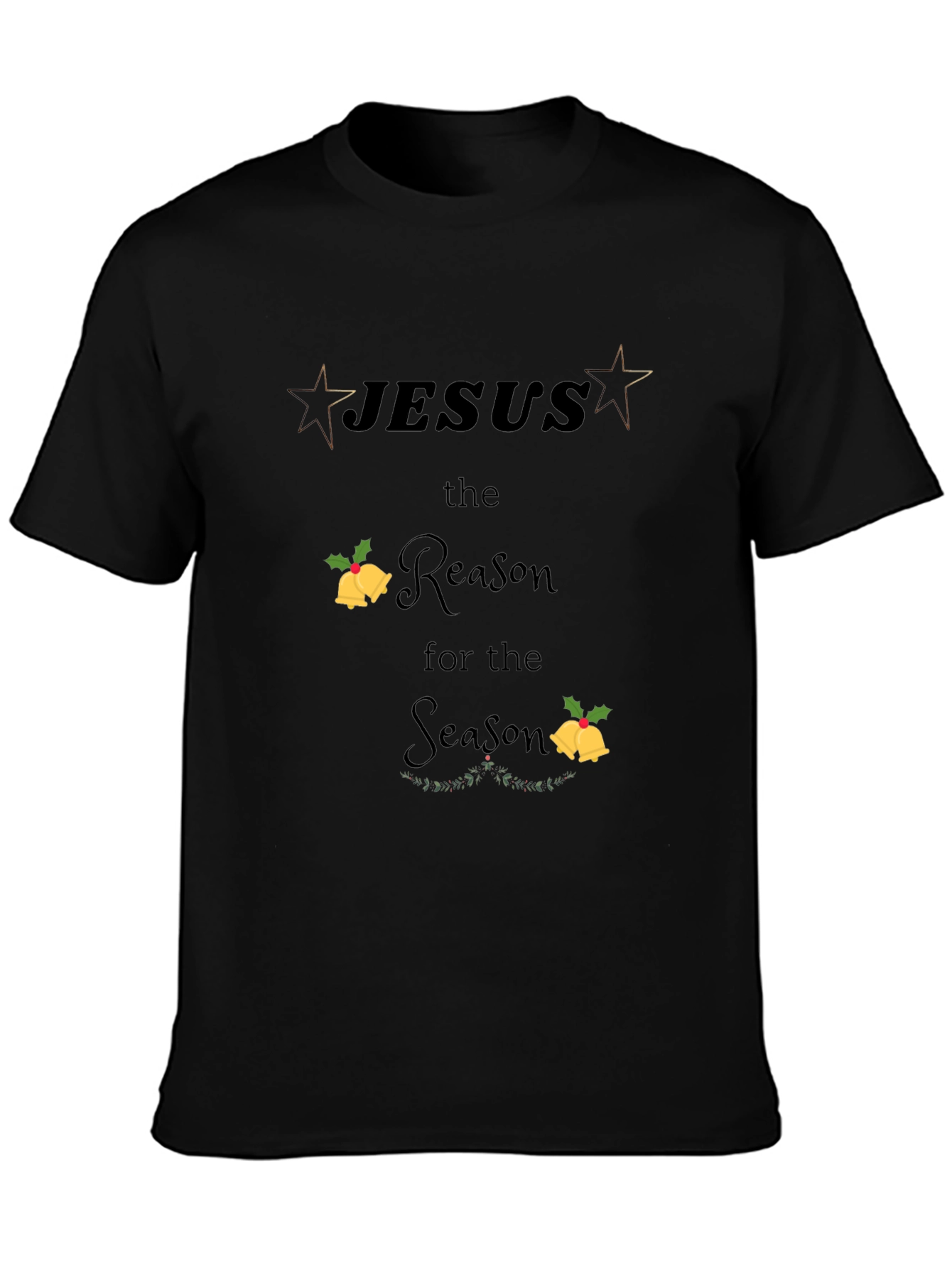 Camiseta Negra Navideña con Diseño Jesús