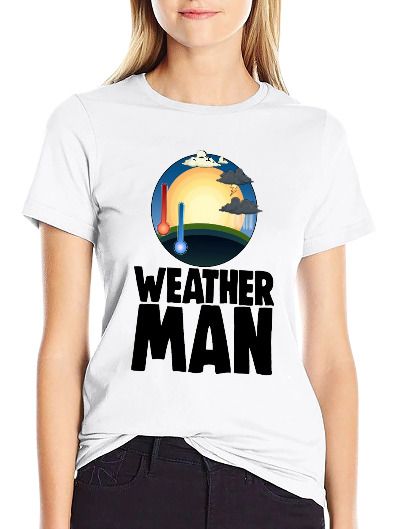 Camiseta Hombre Negra Weather Man - Divertida y Única