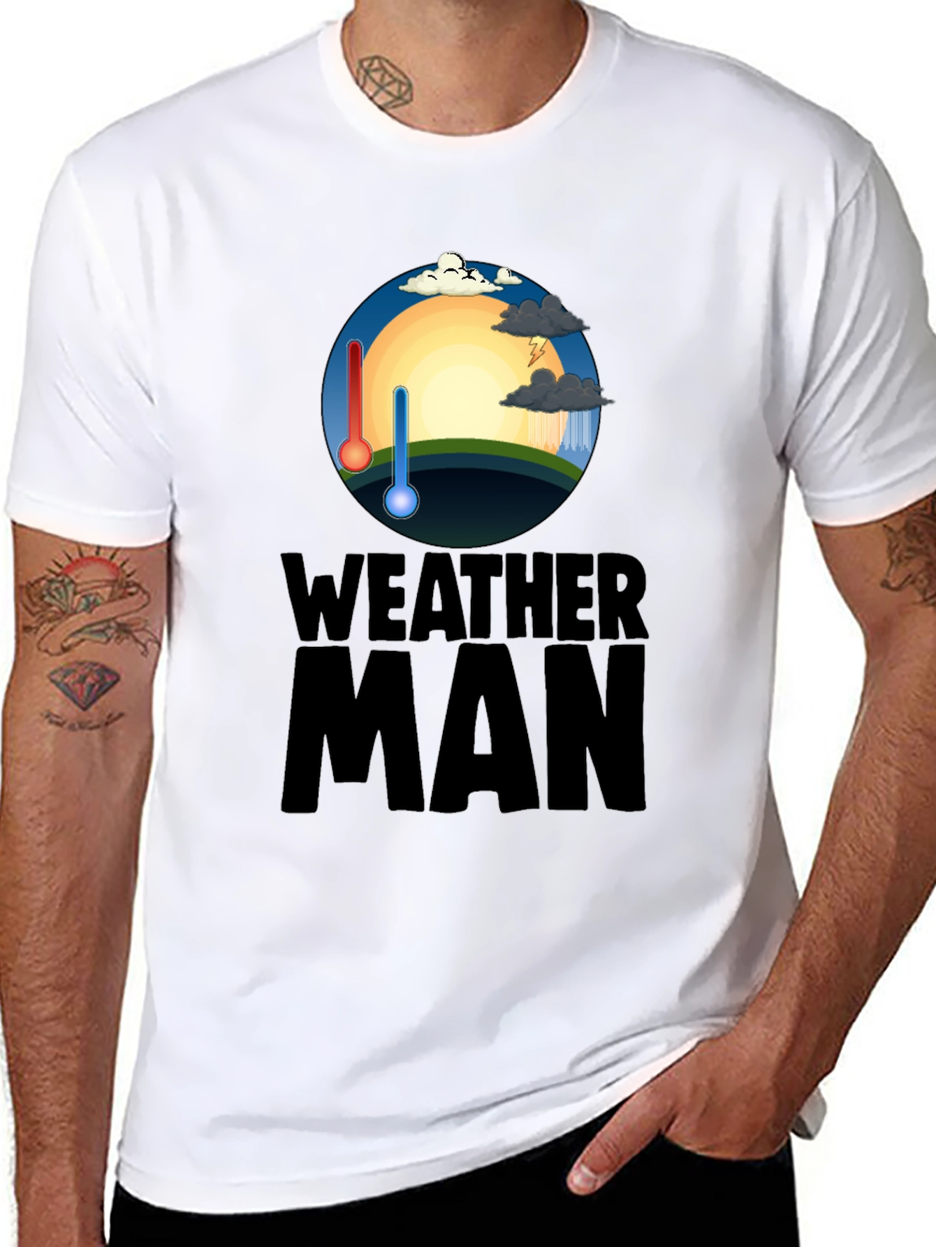 Camiseta Hombre Negra Weather Man - Divertida y Única
