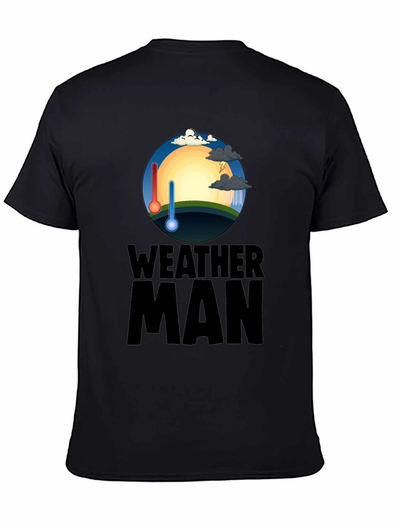 Camiseta Hombre Negra Weather Man - Divertida y Única