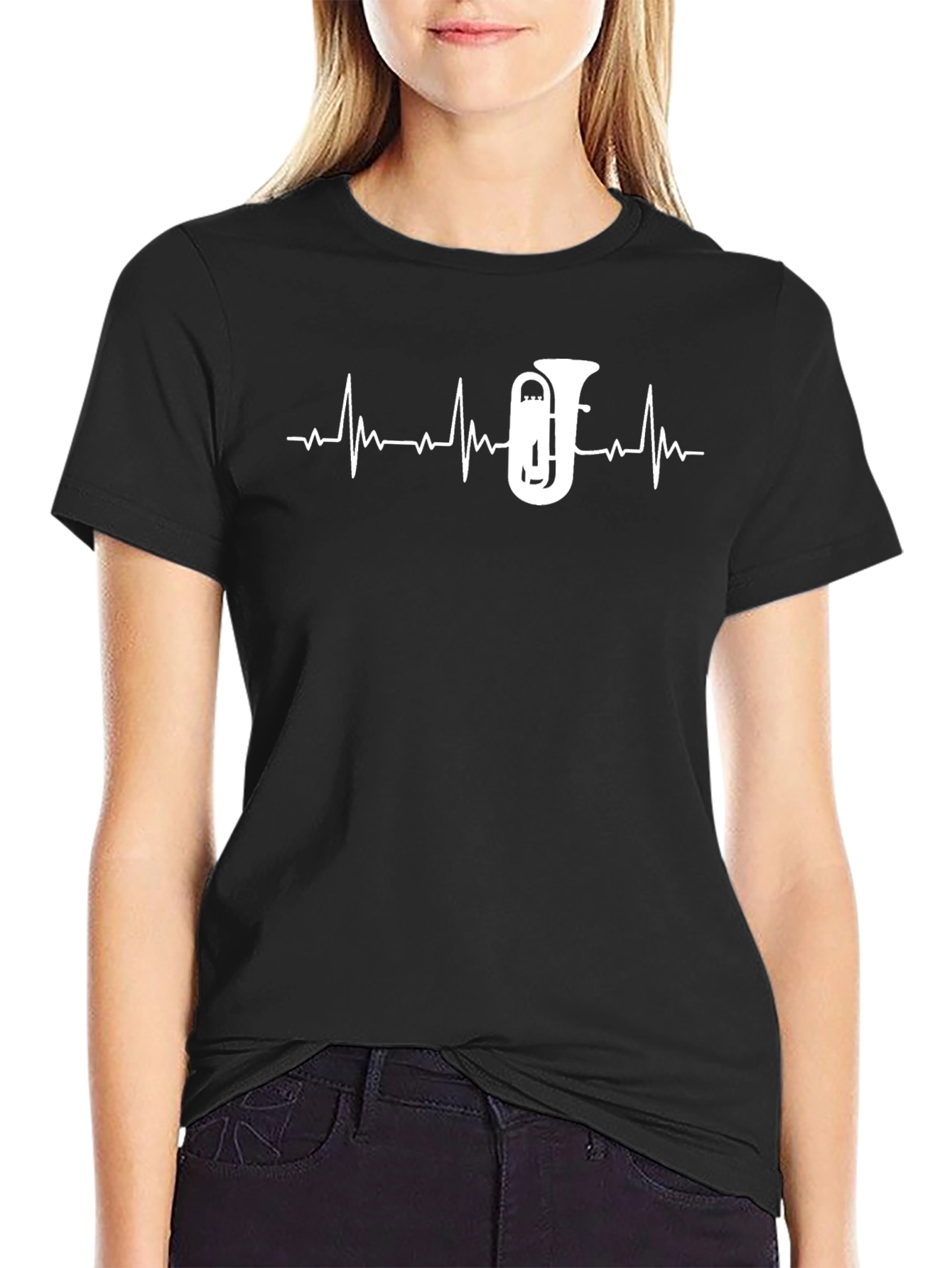Camiseta Negra Latido Tuba - Música
