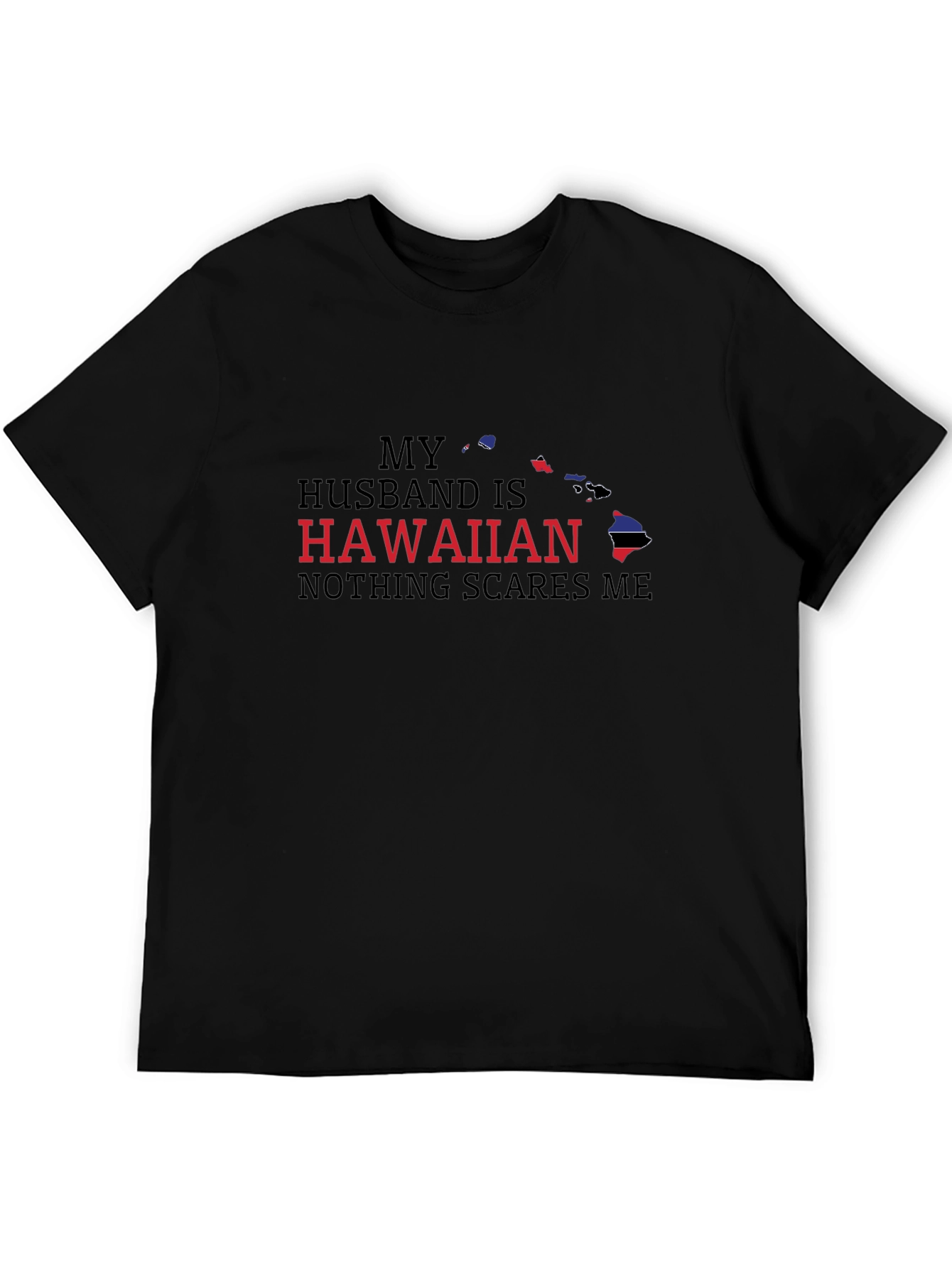 Camiseta Negra: Mi Marido es Hawaiano