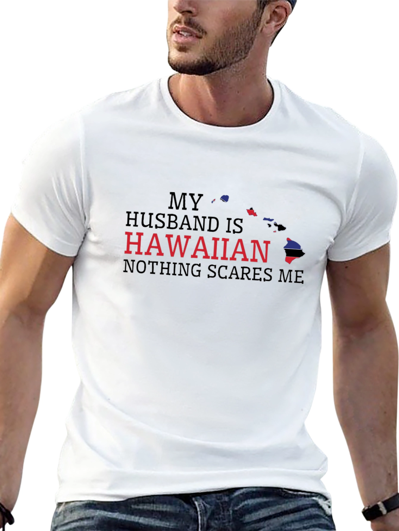Camiseta Negra: Mi Marido es Hawaiano