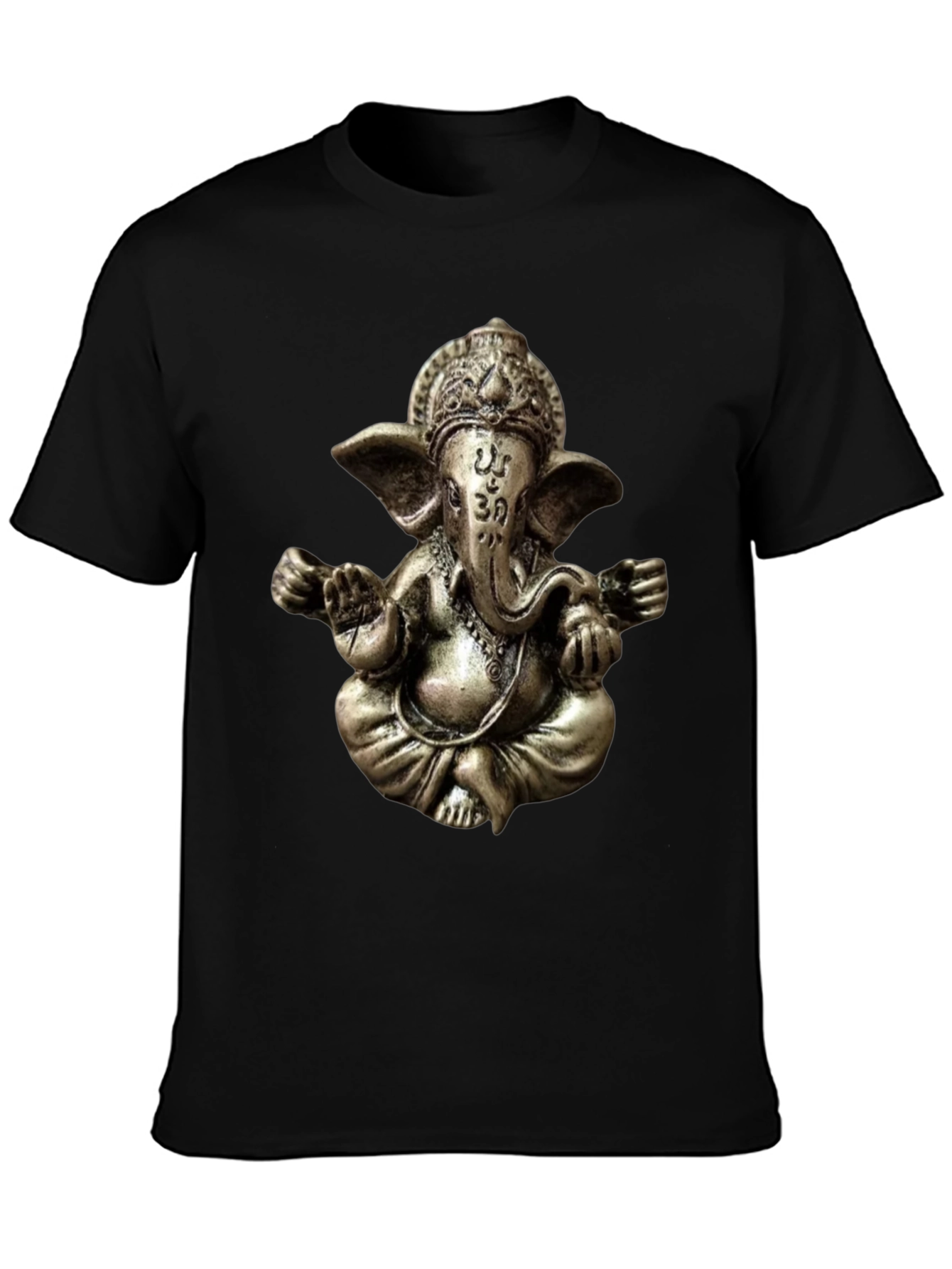 Camiseta Negra con Diseño de Ganesha en 3D
