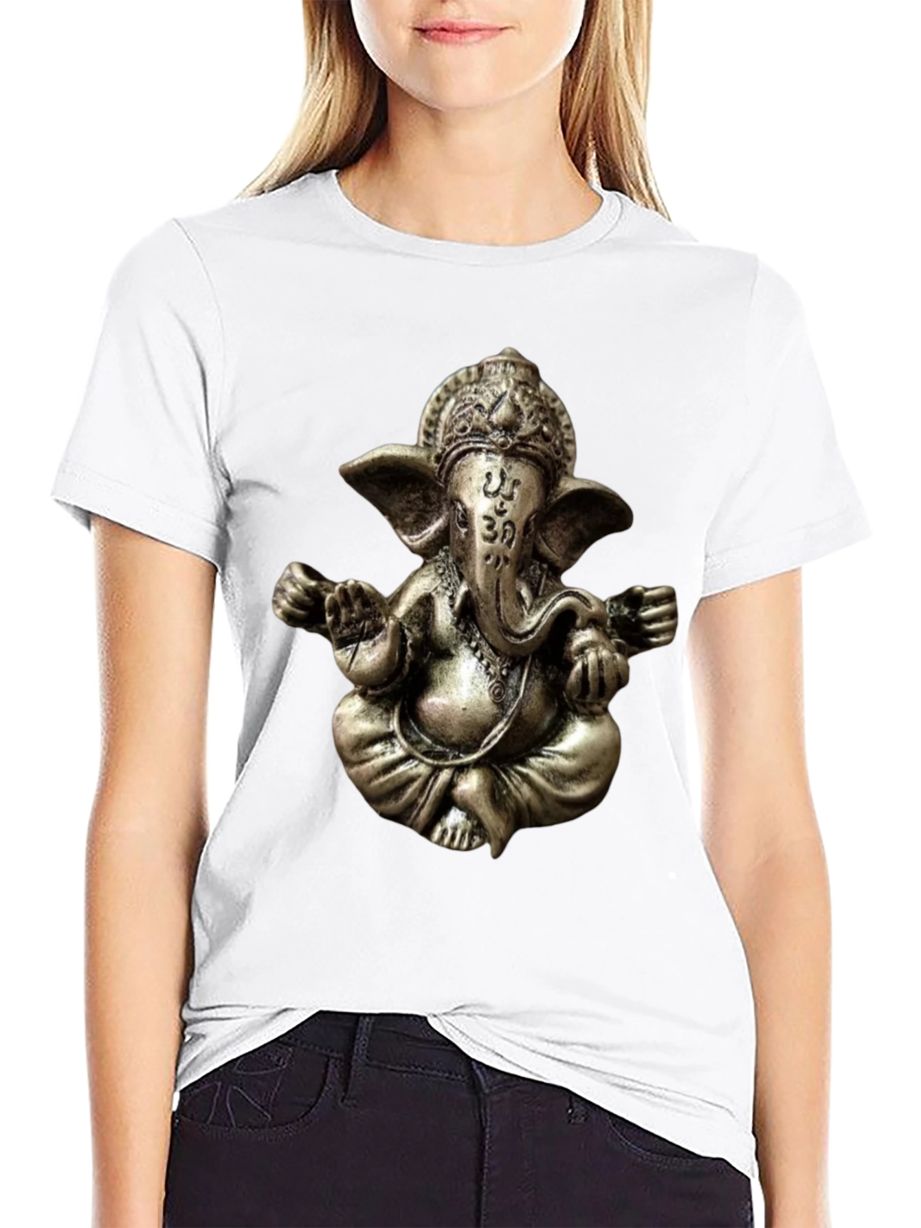 Camiseta Negra con Diseño de Ganesha en 3D