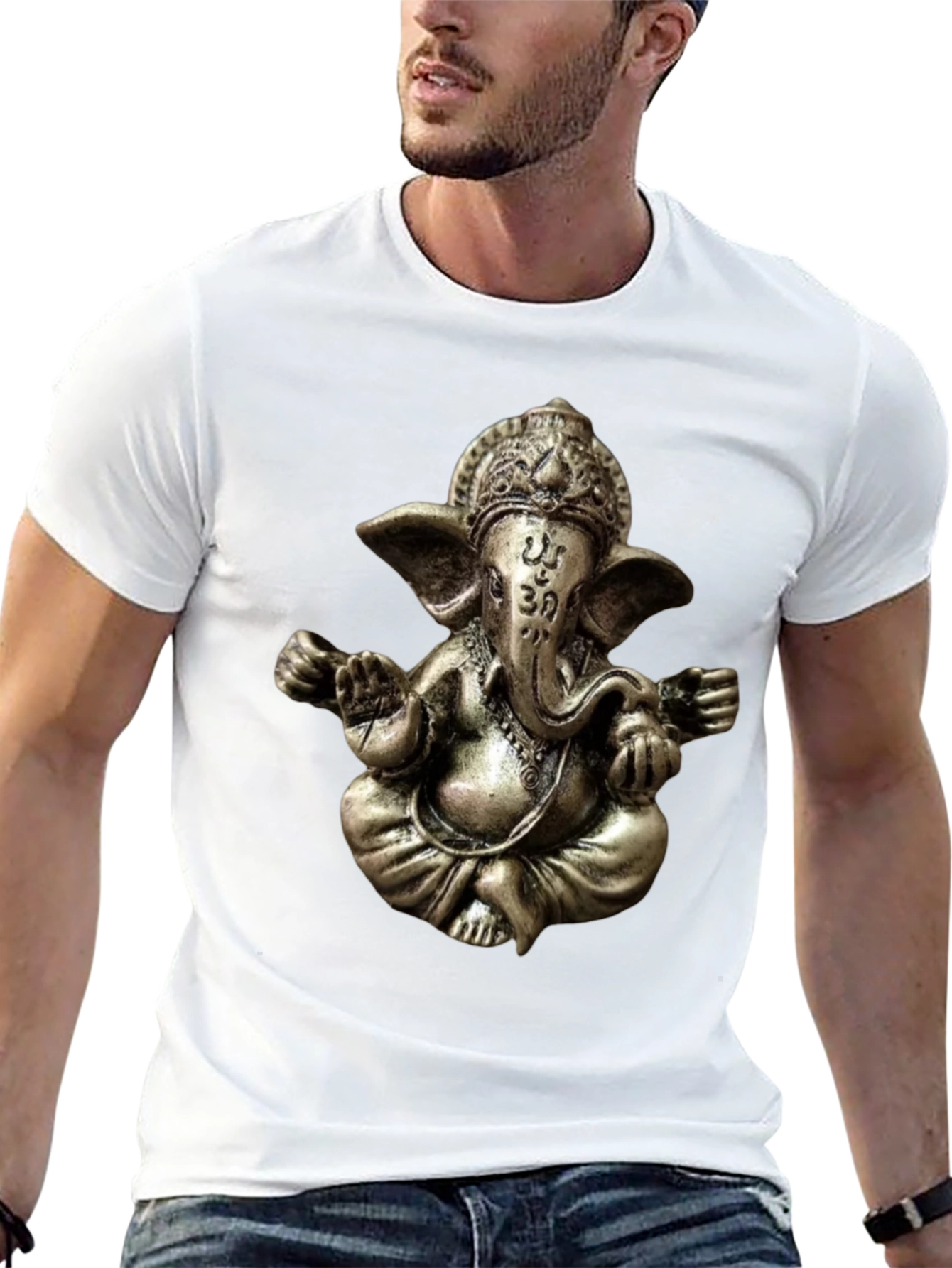 Camiseta Negra con Diseño de Ganesha en 3D