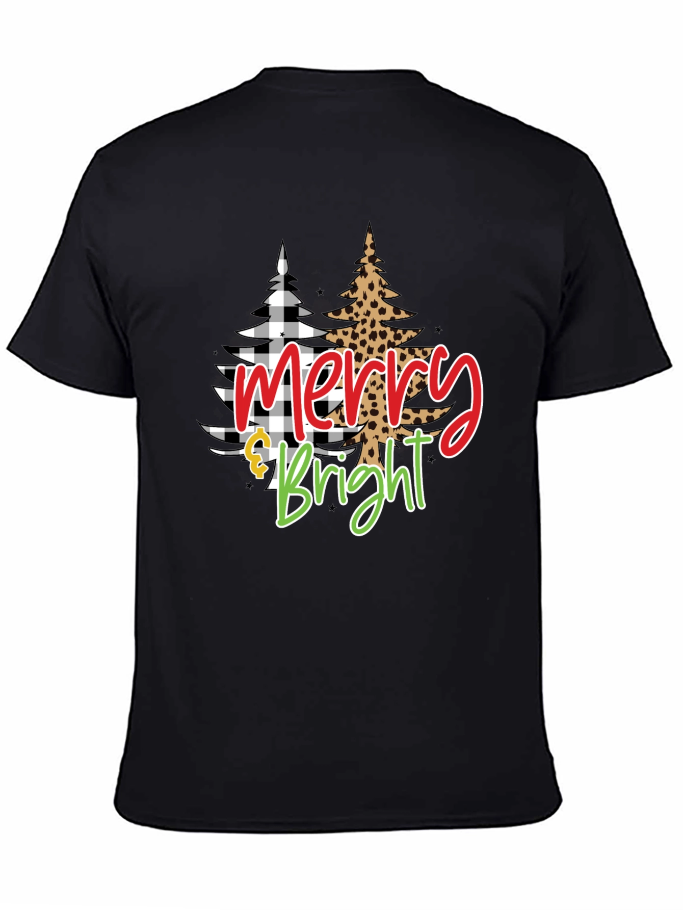 Camiseta Negra Navideña Merry & Bright