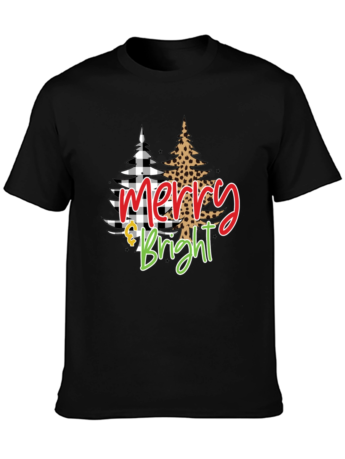 Camiseta Negra Navideña Merry & Bright