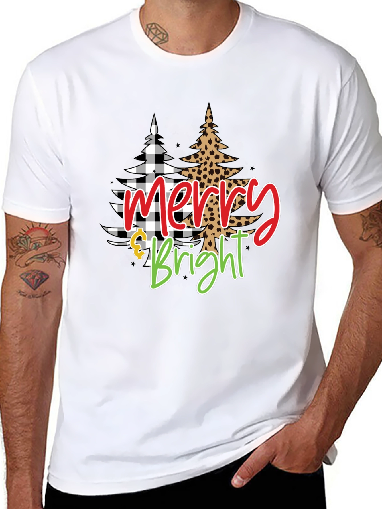 Camiseta Negra Navideña Merry & Bright