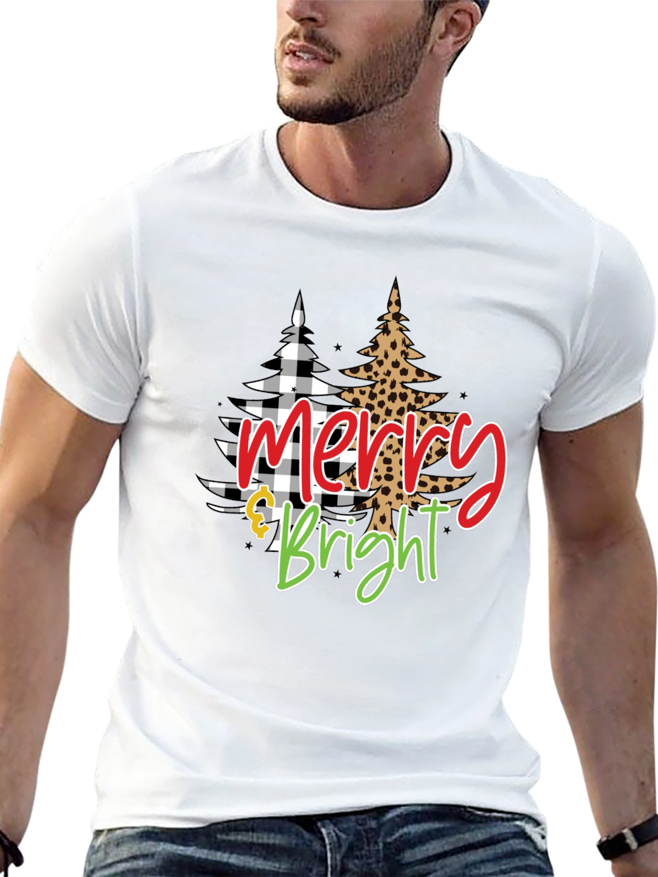 Camiseta Negra Navideña Merry & Bright