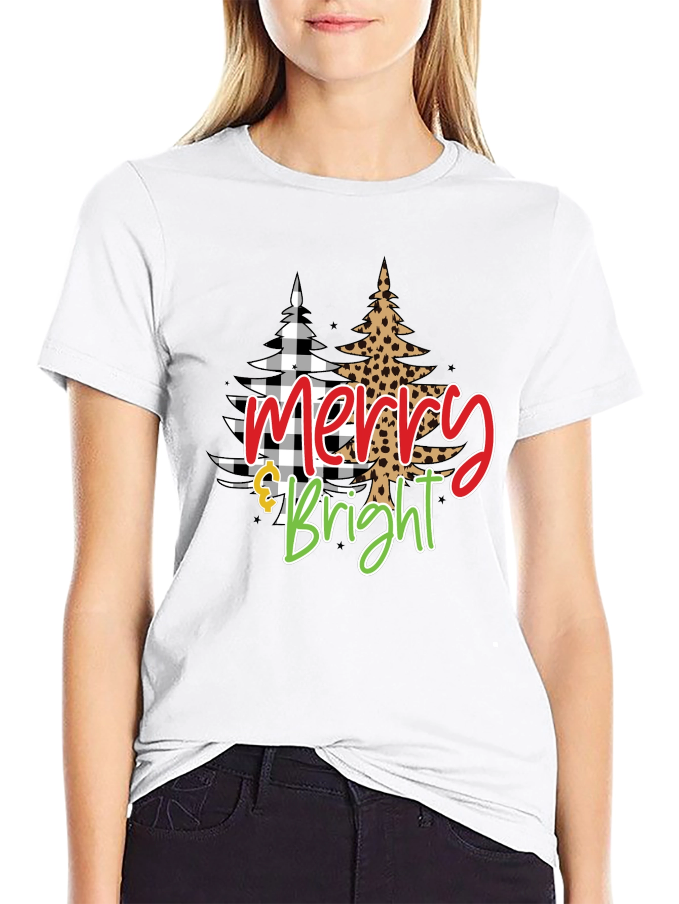 Camiseta Negra Navideña Merry & Bright