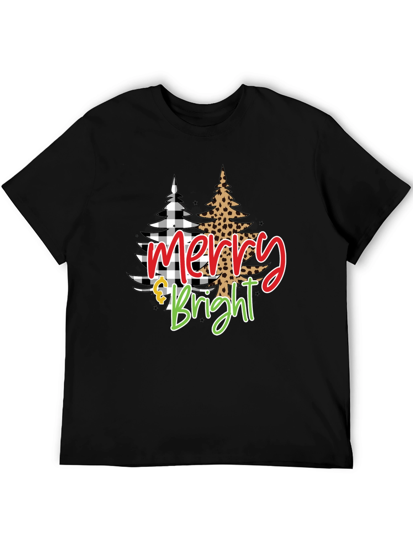 Camiseta Negra Navideña Merry & Bright