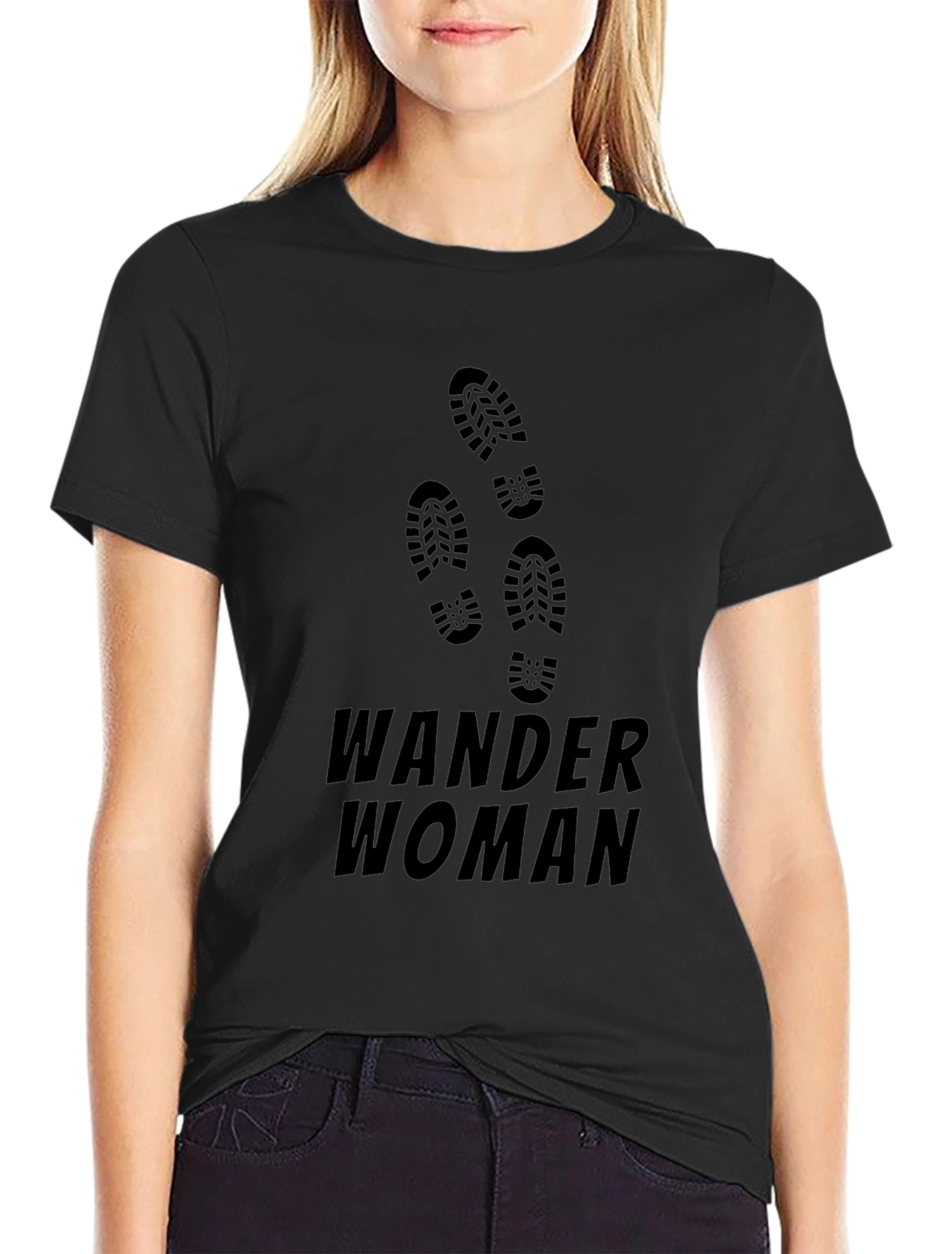 Camiseta Negra Mujer Viajera Wander Woman