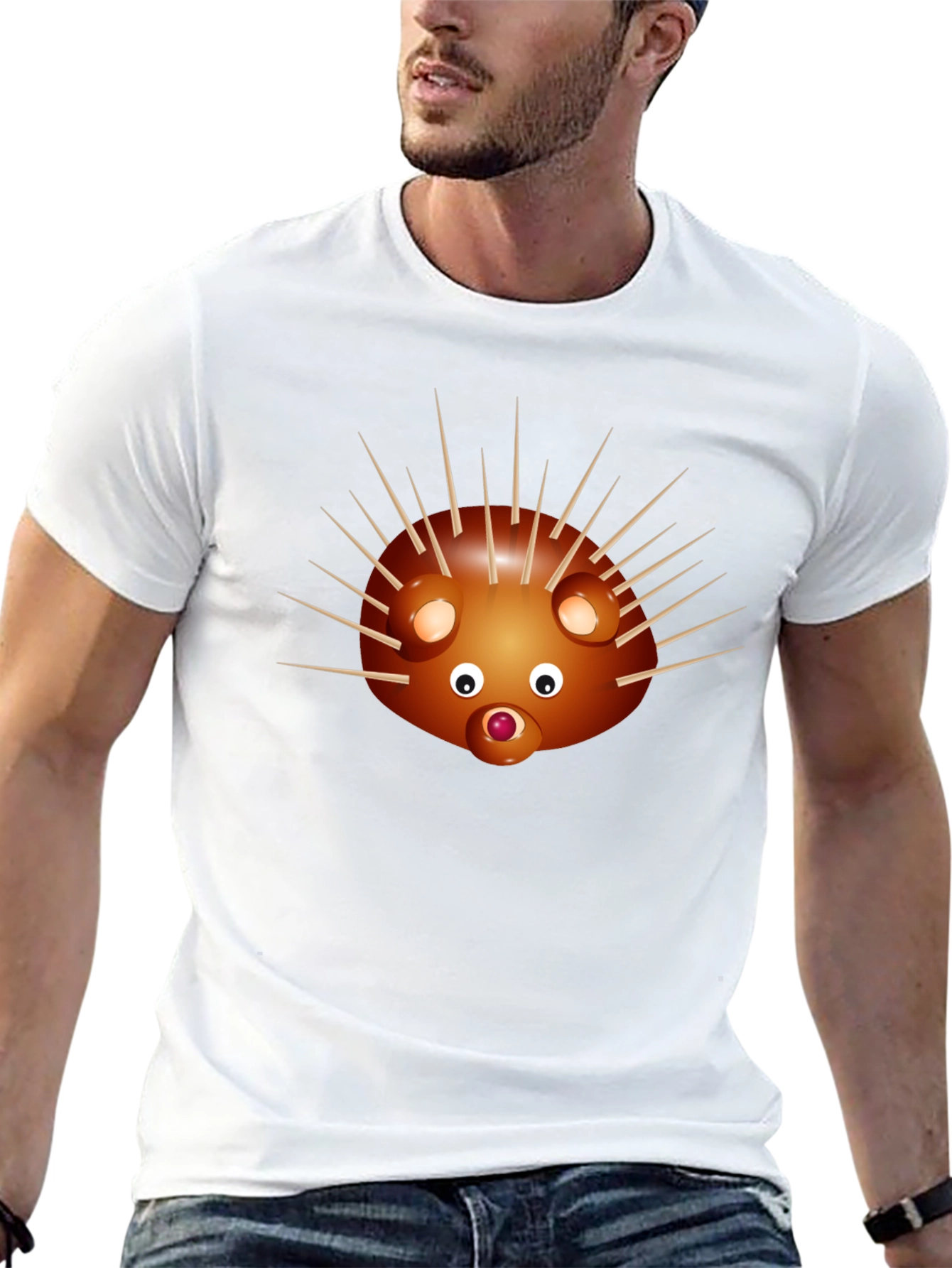 Camiseta Negra con Diseño de Erizo Divertido
