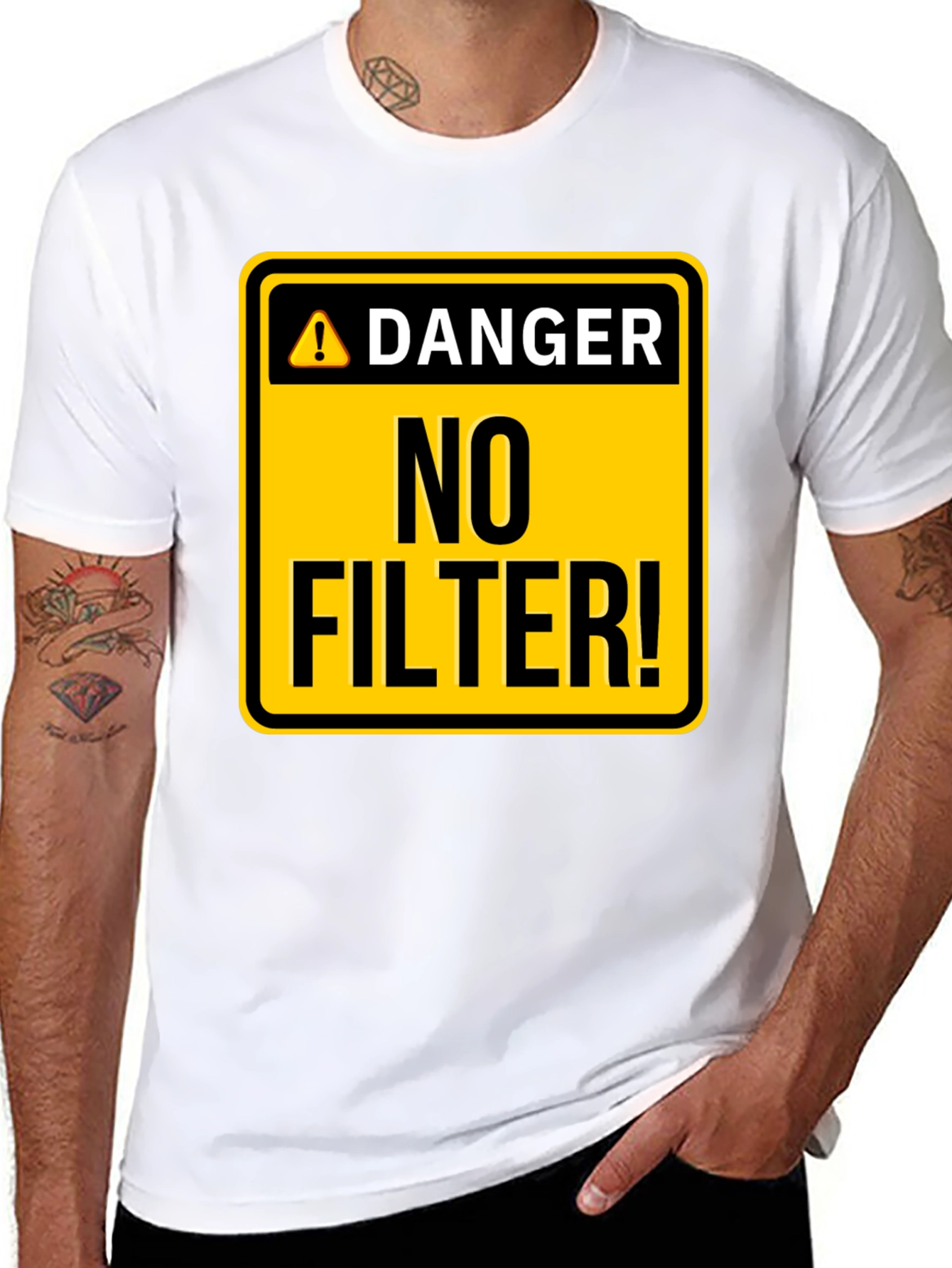 Camiseta Hombre Negra - ¡Peligro: Sin Filtro!