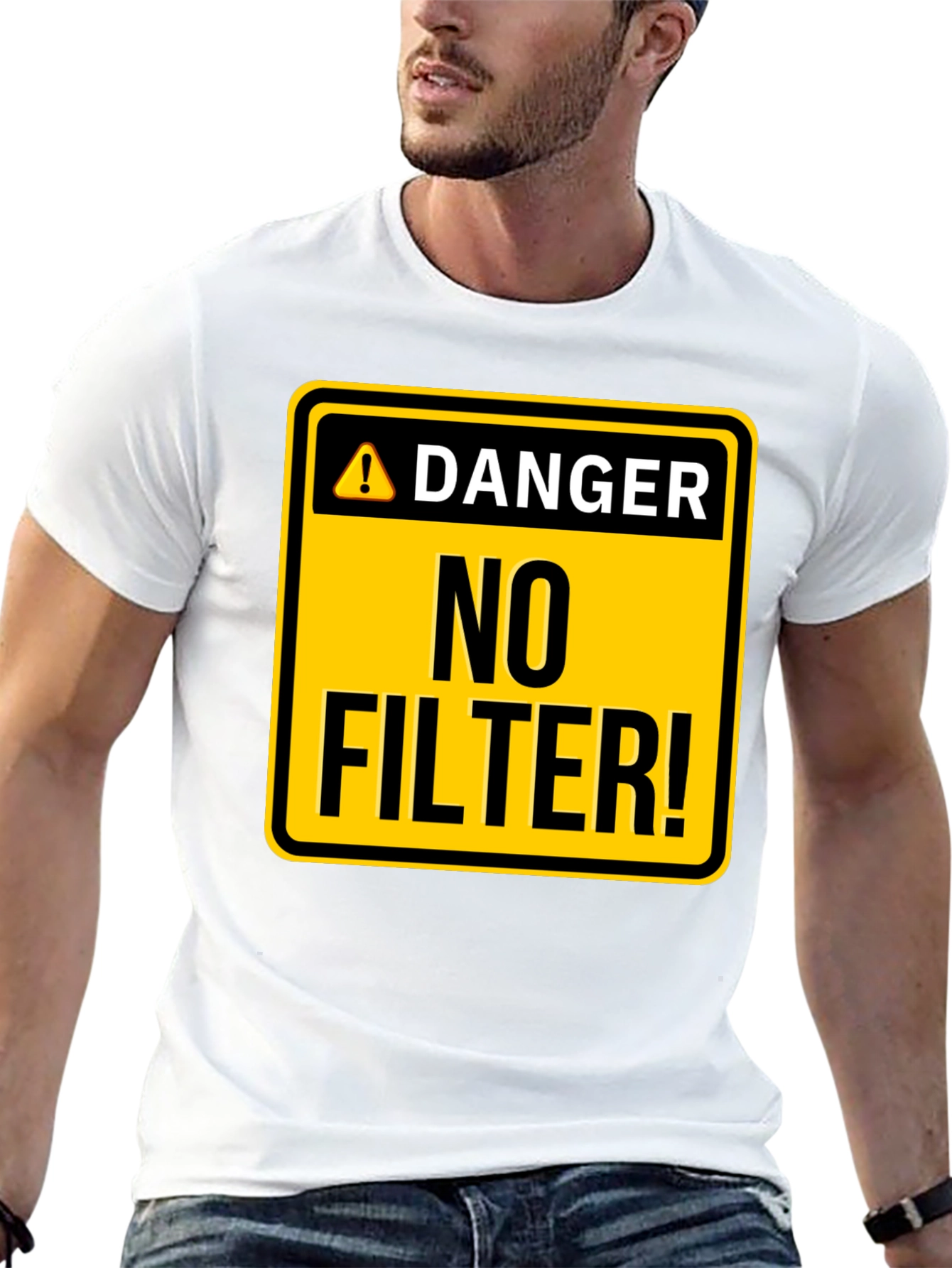 Camiseta Hombre Negra - ¡Peligro: Sin Filtro!