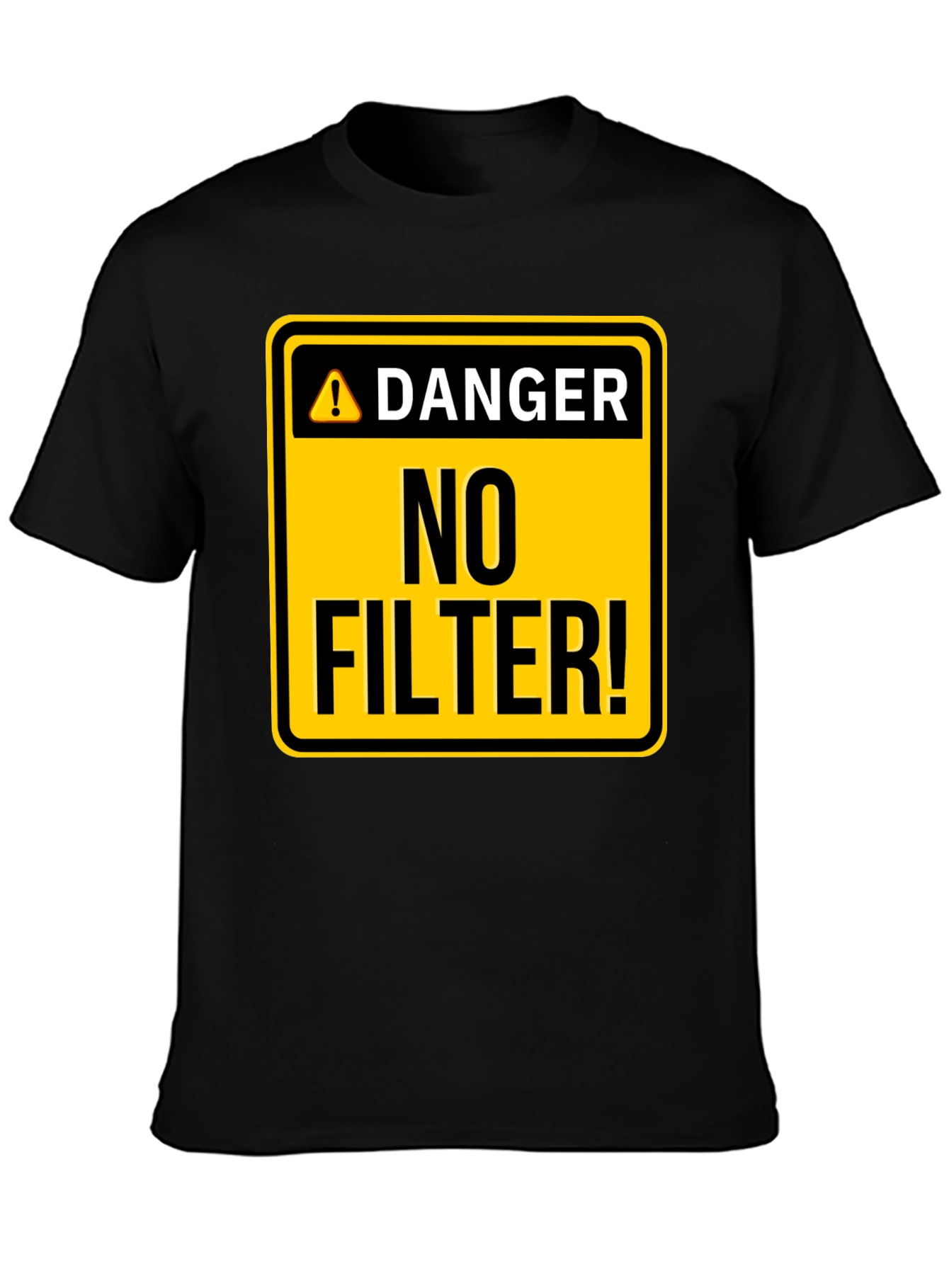 Camiseta Hombre Negra - ¡Peligro: Sin Filtro!