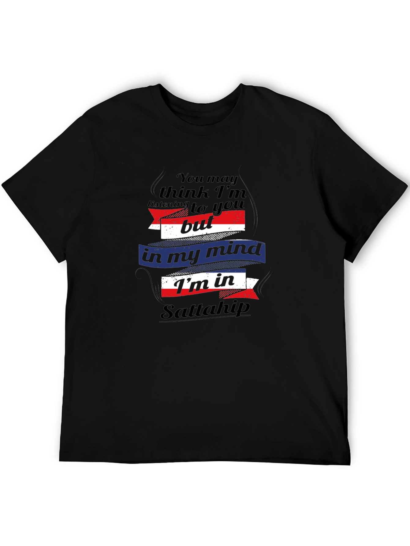 Camiseta Hombre Negra Sattahip Divertida