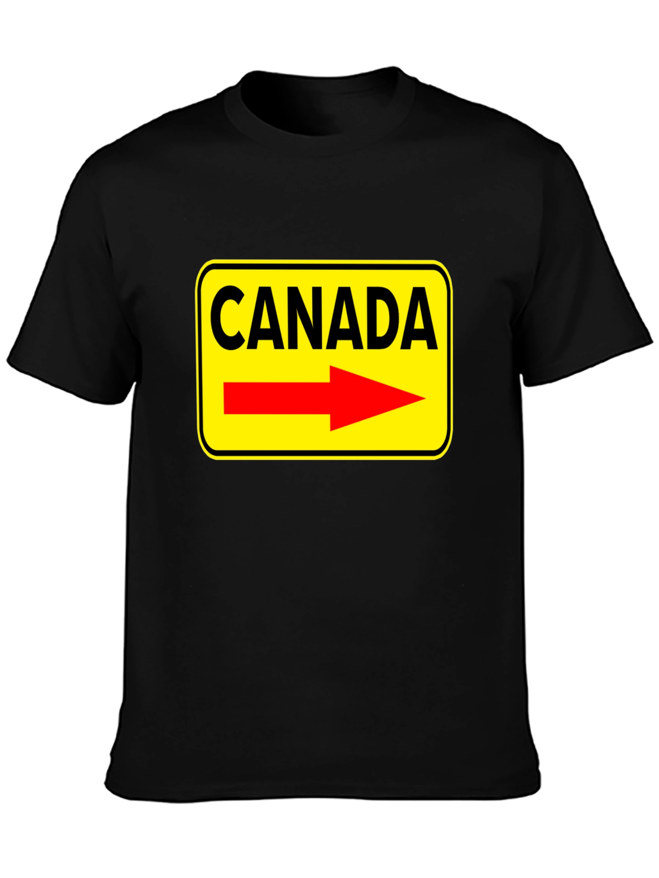 Camiseta Negra Canada Señal de Tráfico Flecha Roja