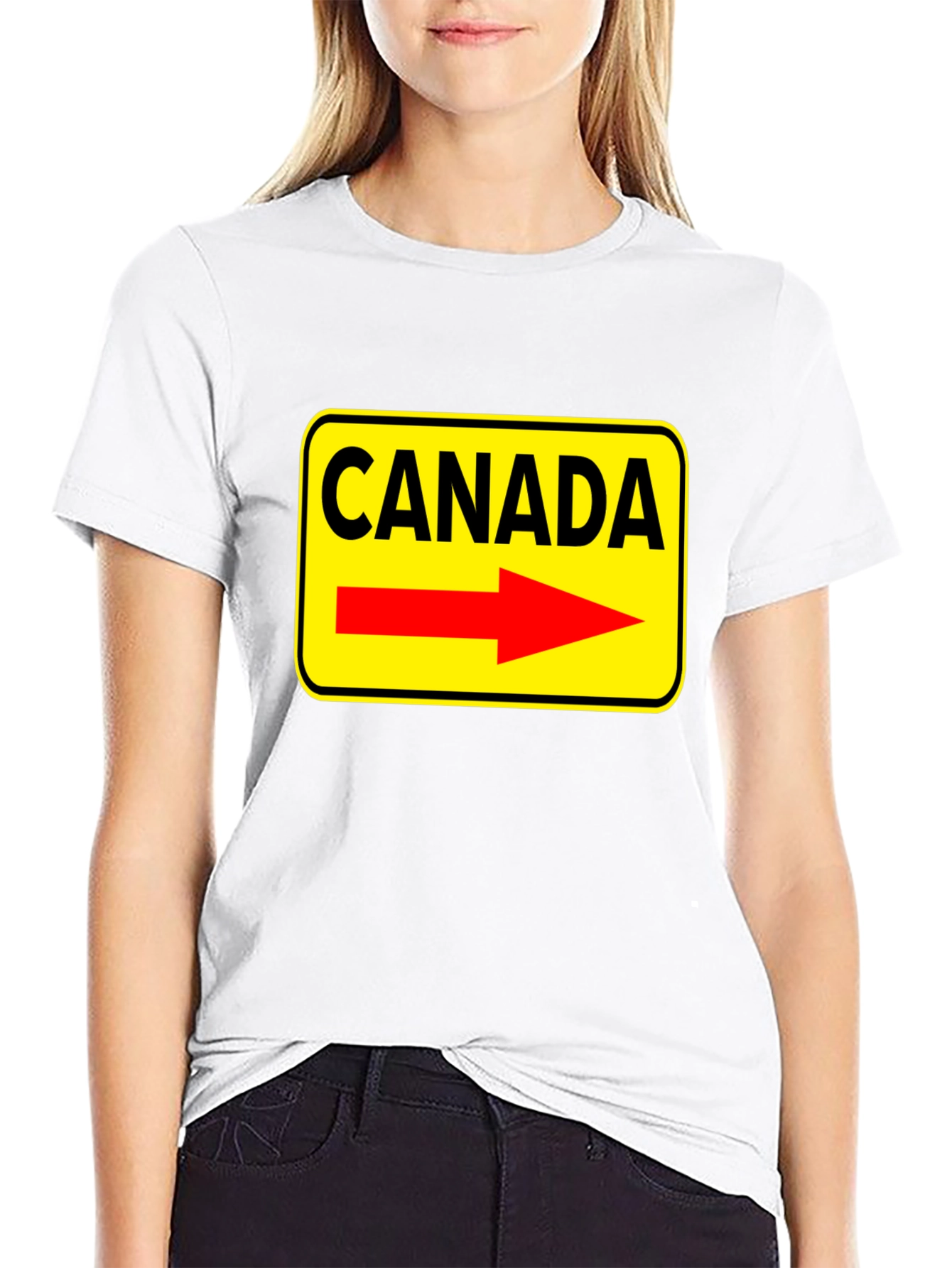 Camiseta Negra Canada Señal de Tráfico Flecha Roja