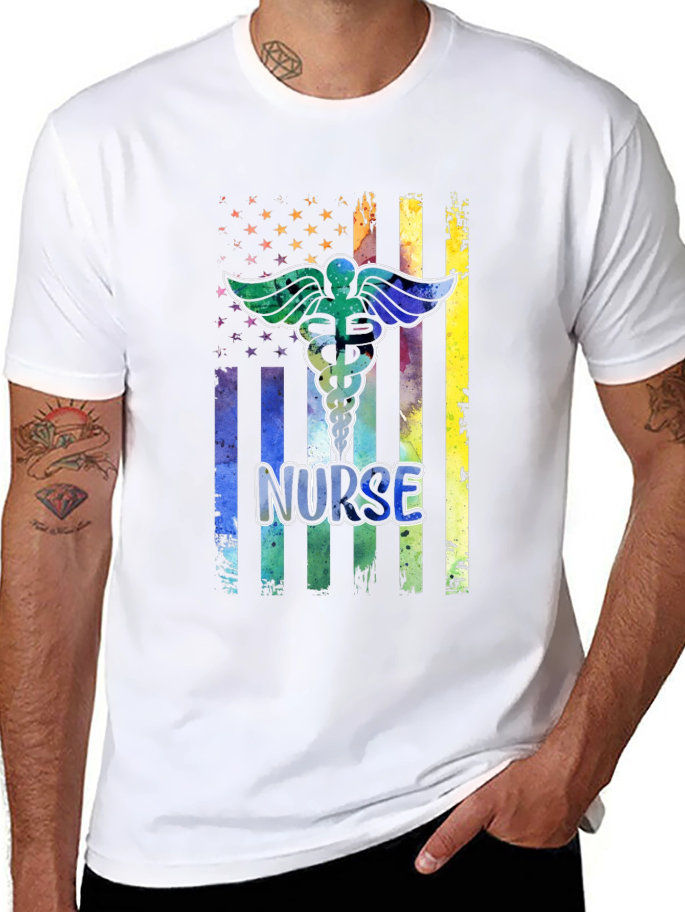 Camiseta Negra Nurse Estilo Americano
