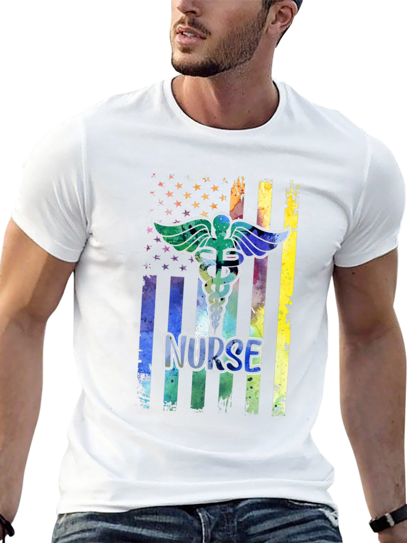 Camiseta Negra Nurse Estilo Americano