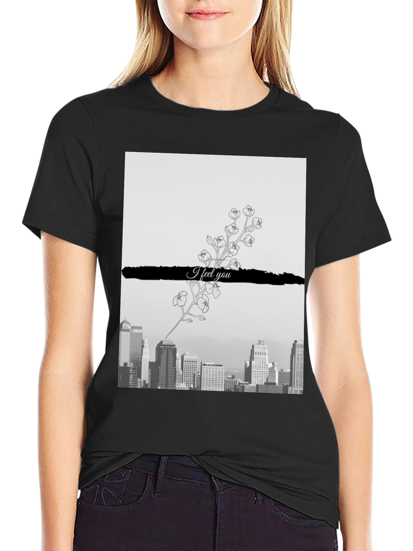 Camiseta Hombre: Ciudad y Flores I Feel You