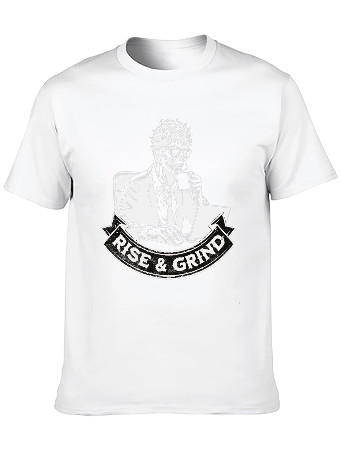 Camiseta Negra Rise & Grind Esqueleto Trabajador