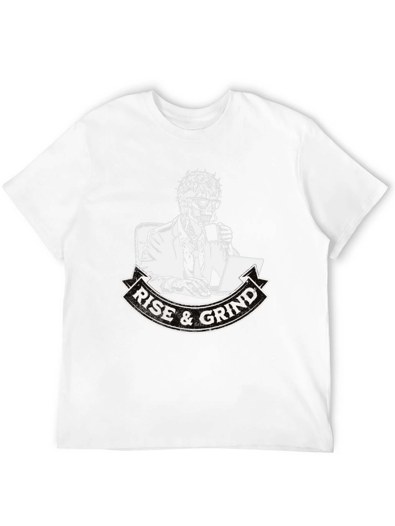 Camiseta Negra Rise & Grind Esqueleto Trabajador