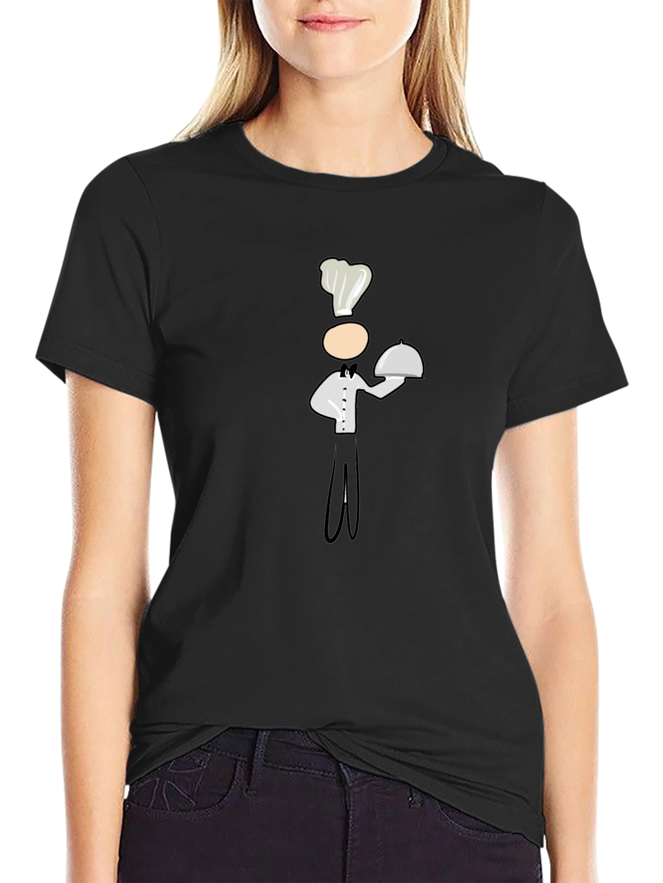 Camiseta Negra con Diseño de Chef Divertido