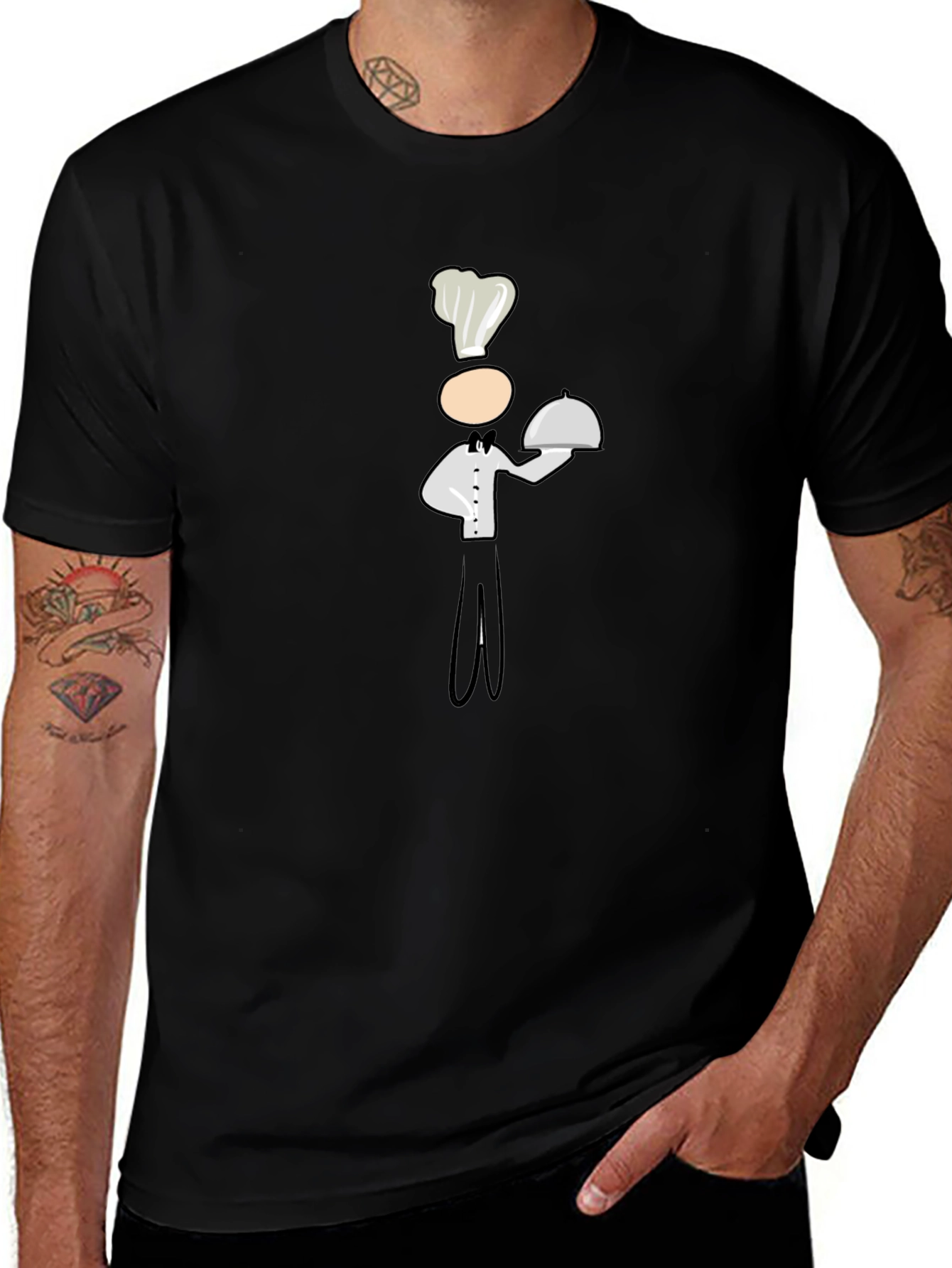 Camiseta Negra con Diseño de Chef Divertido
