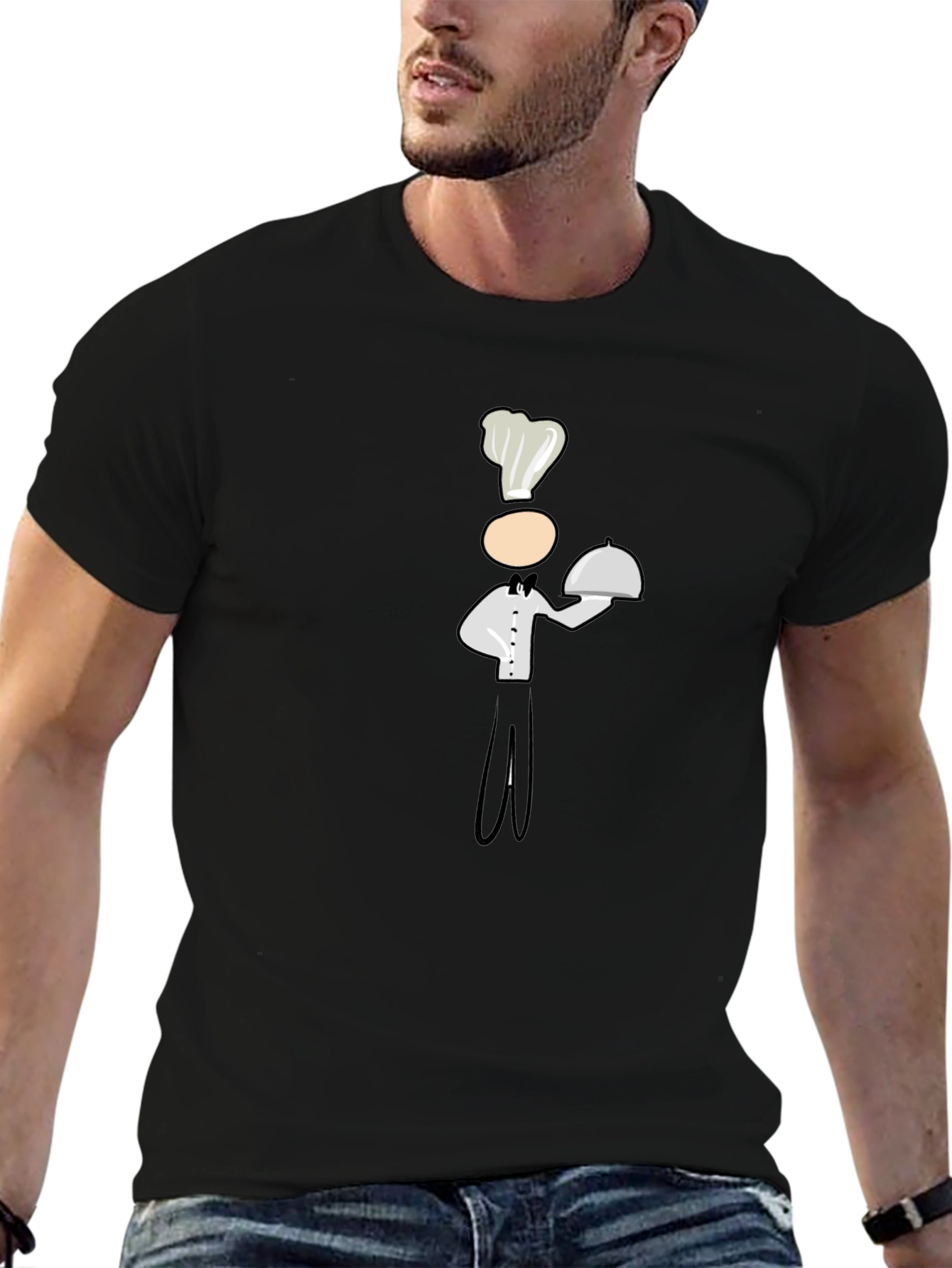 Camiseta Negra con Diseño de Chef Divertido