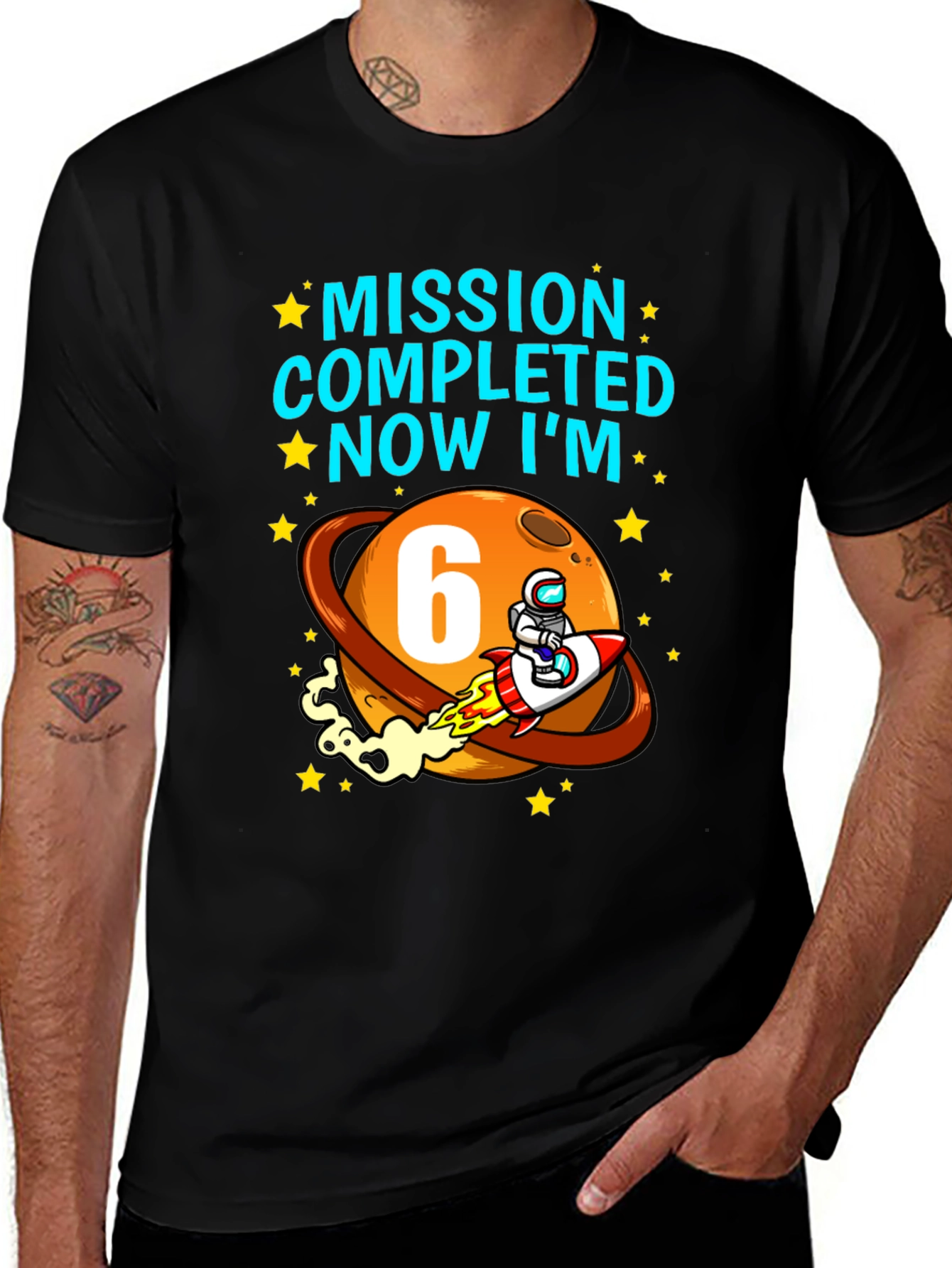 Camiseta Cumpleaños Espacial Misión Cumplida Ahora Tengo 6