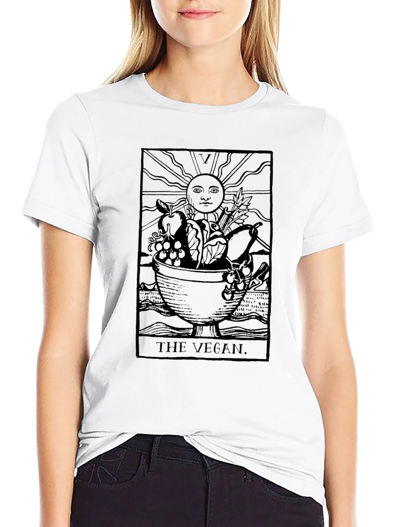 Camiseta Negra Vegana: Tarot de la Abundancia
