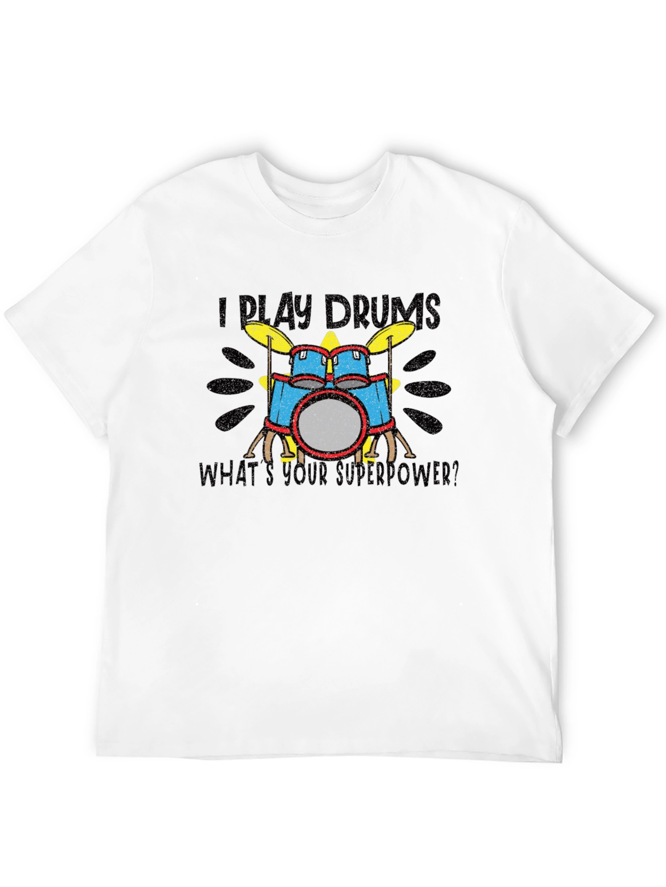 Camiseta Negra I Play Drums Superpoder