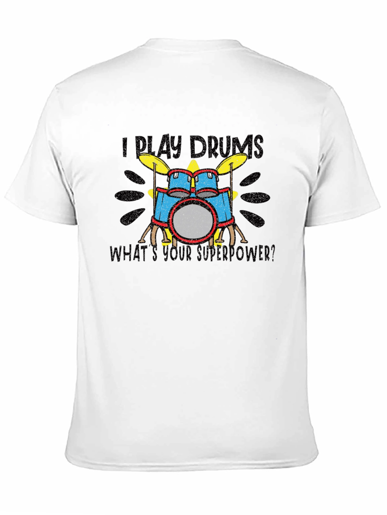 Camiseta Negra I Play Drums Superpoder