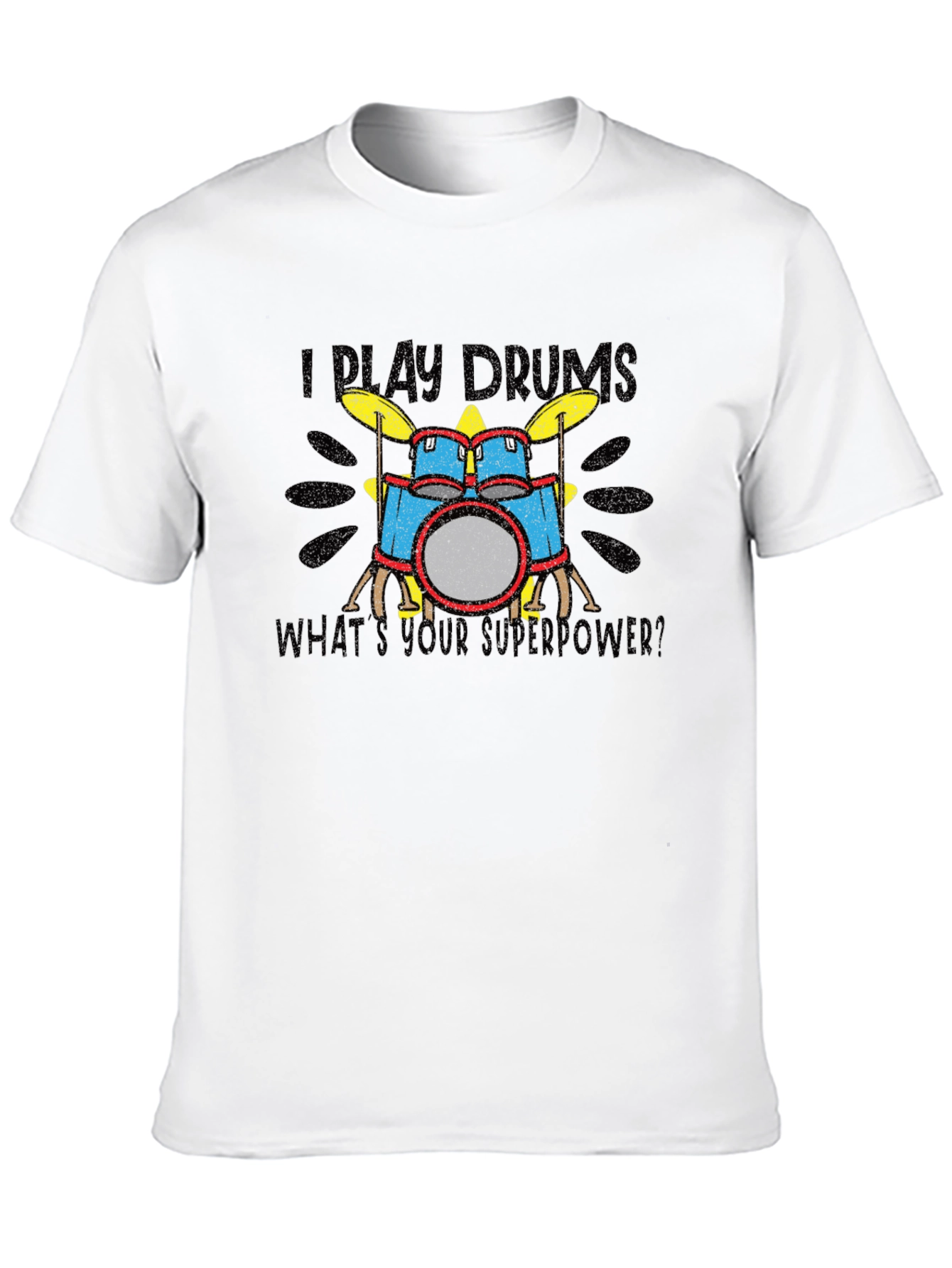 Camiseta Negra I Play Drums Superpoder