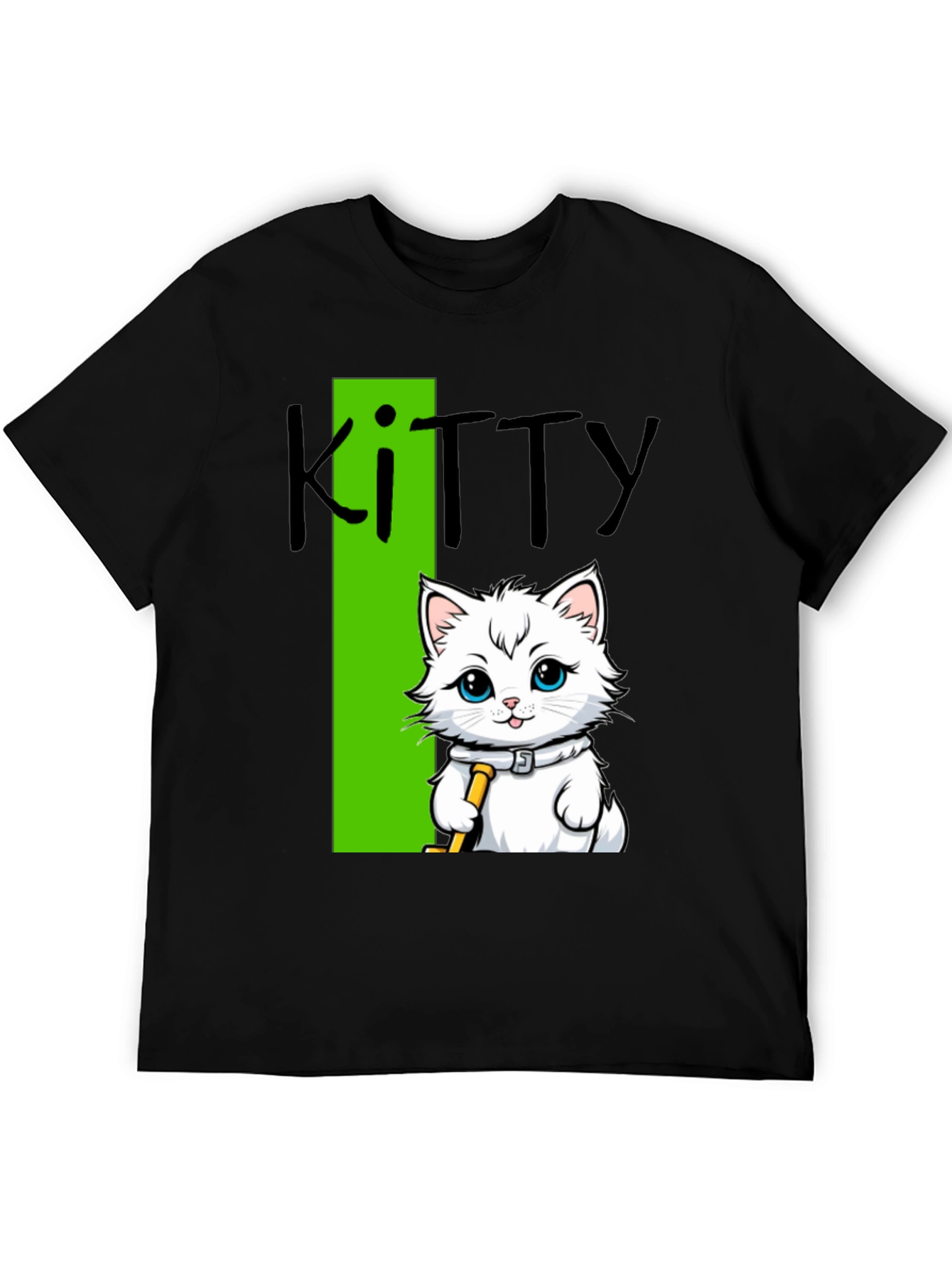 Camiseta Negra Kitty: Diseño de Gato Hockey
