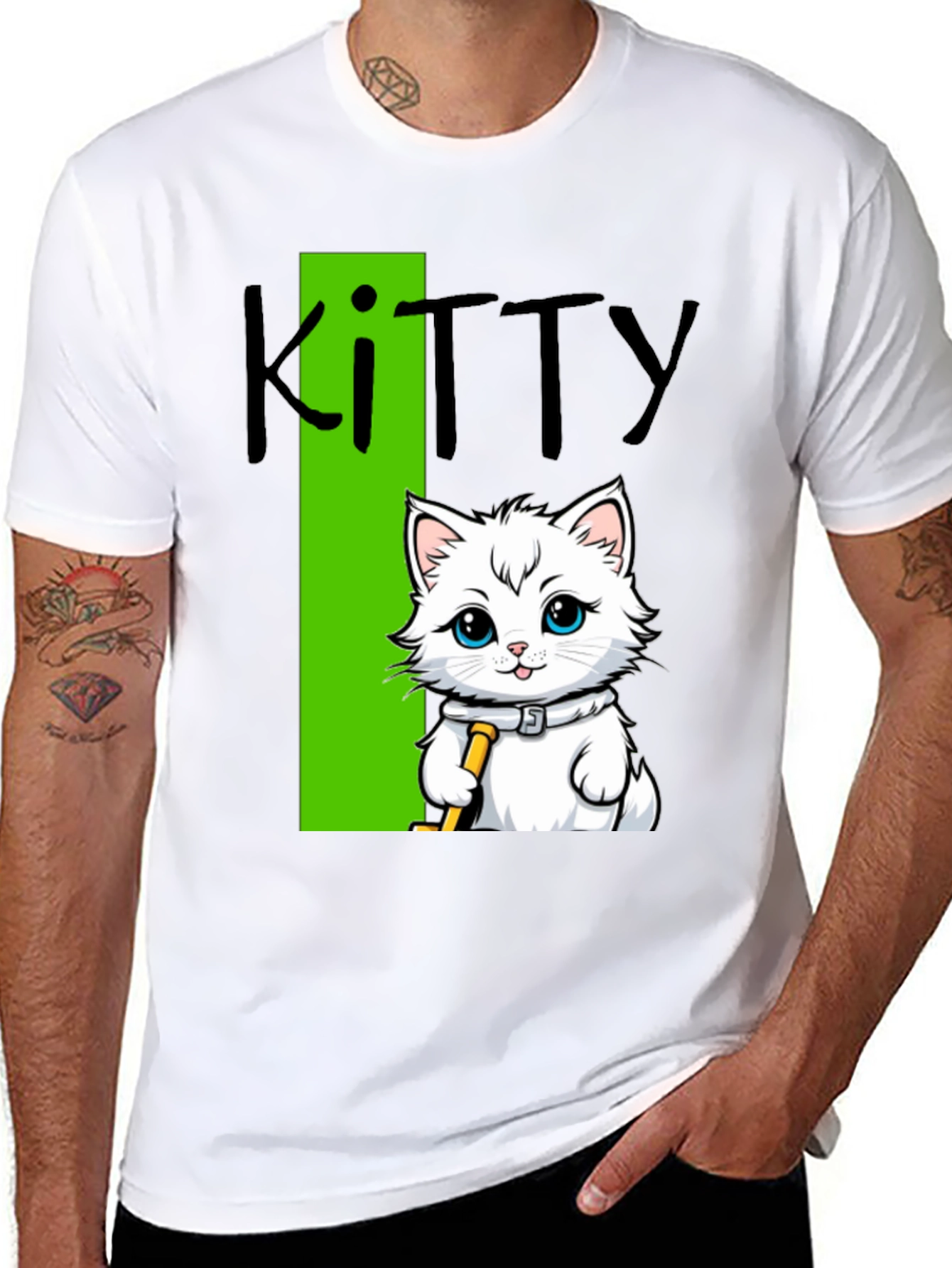 Camiseta Negra Kitty: Diseño de Gato Hockey