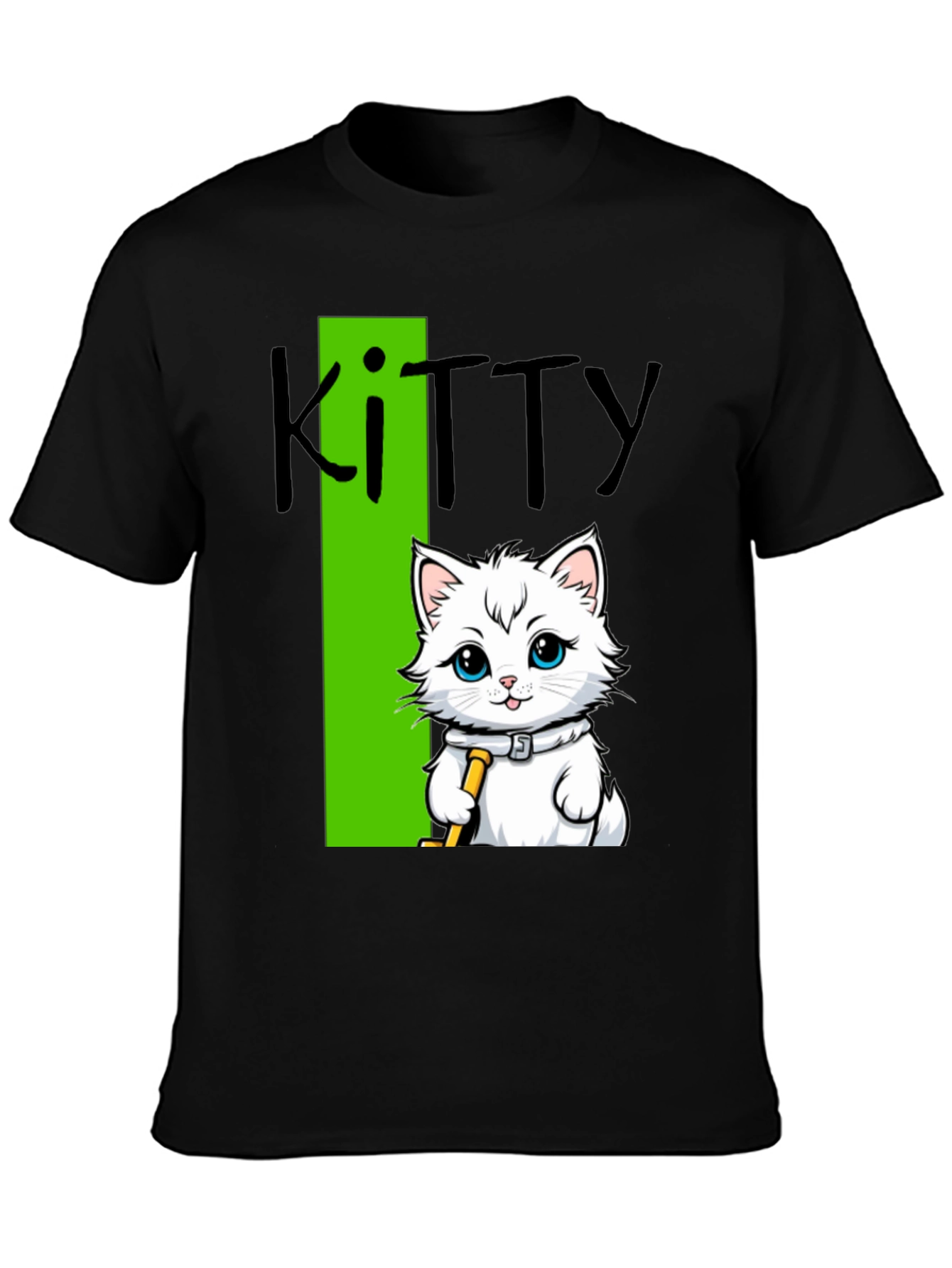 Camiseta Negra Kitty: Diseño de Gato Hockey