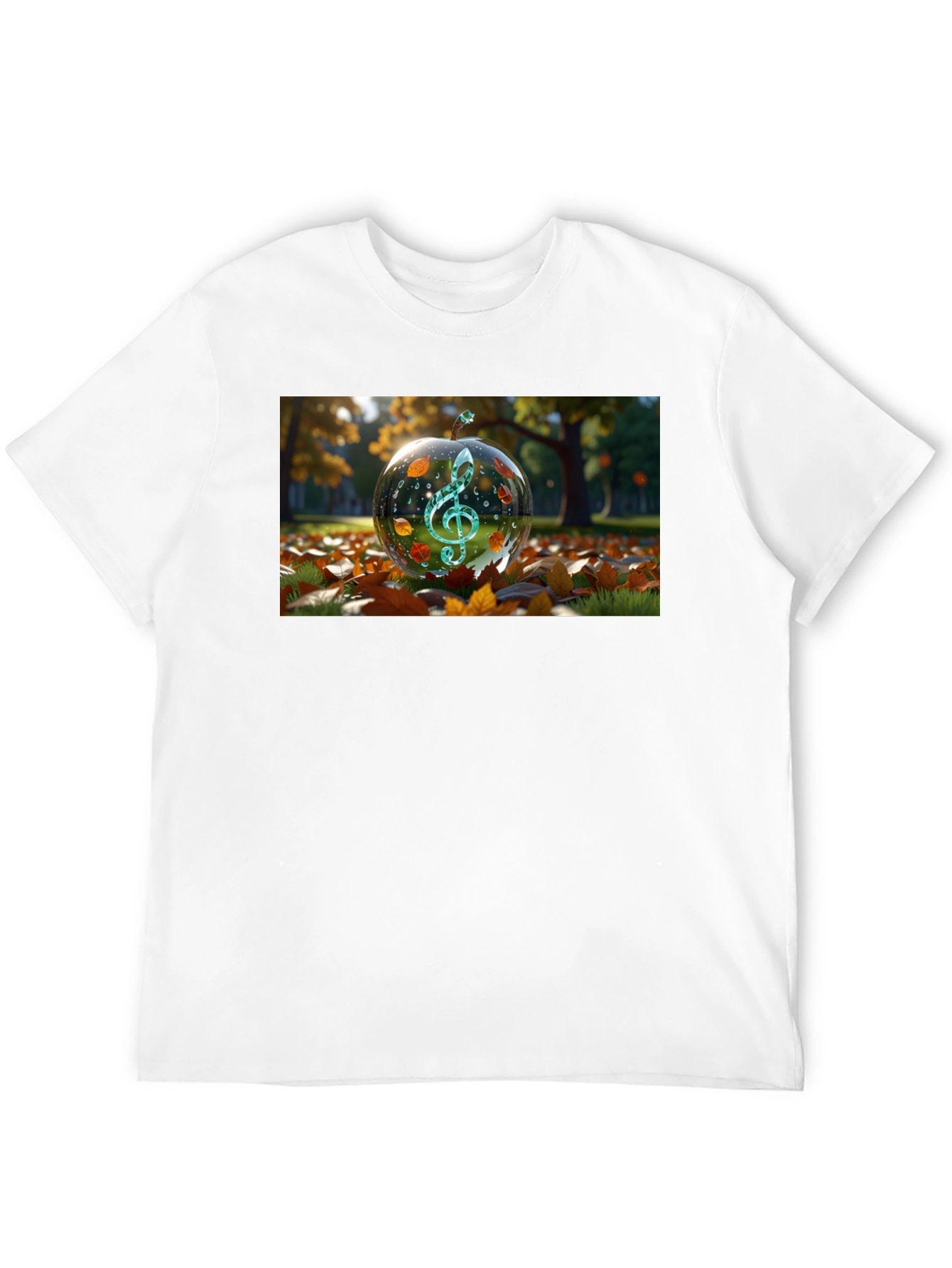 Camiseta Negra con Diseño de Clave de Sol Otoñal