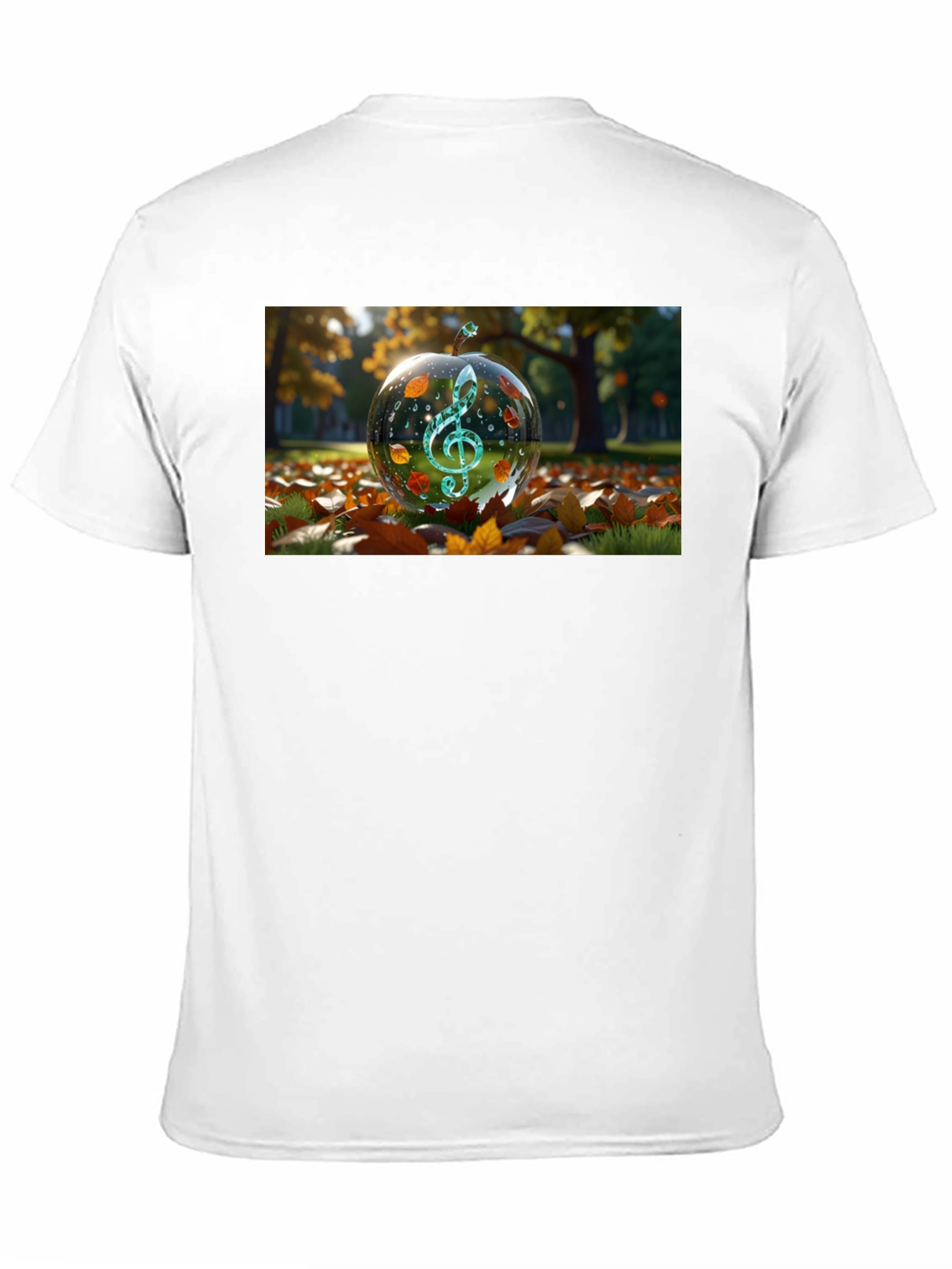 Camiseta Negra con Diseño de Clave de Sol Otoñal